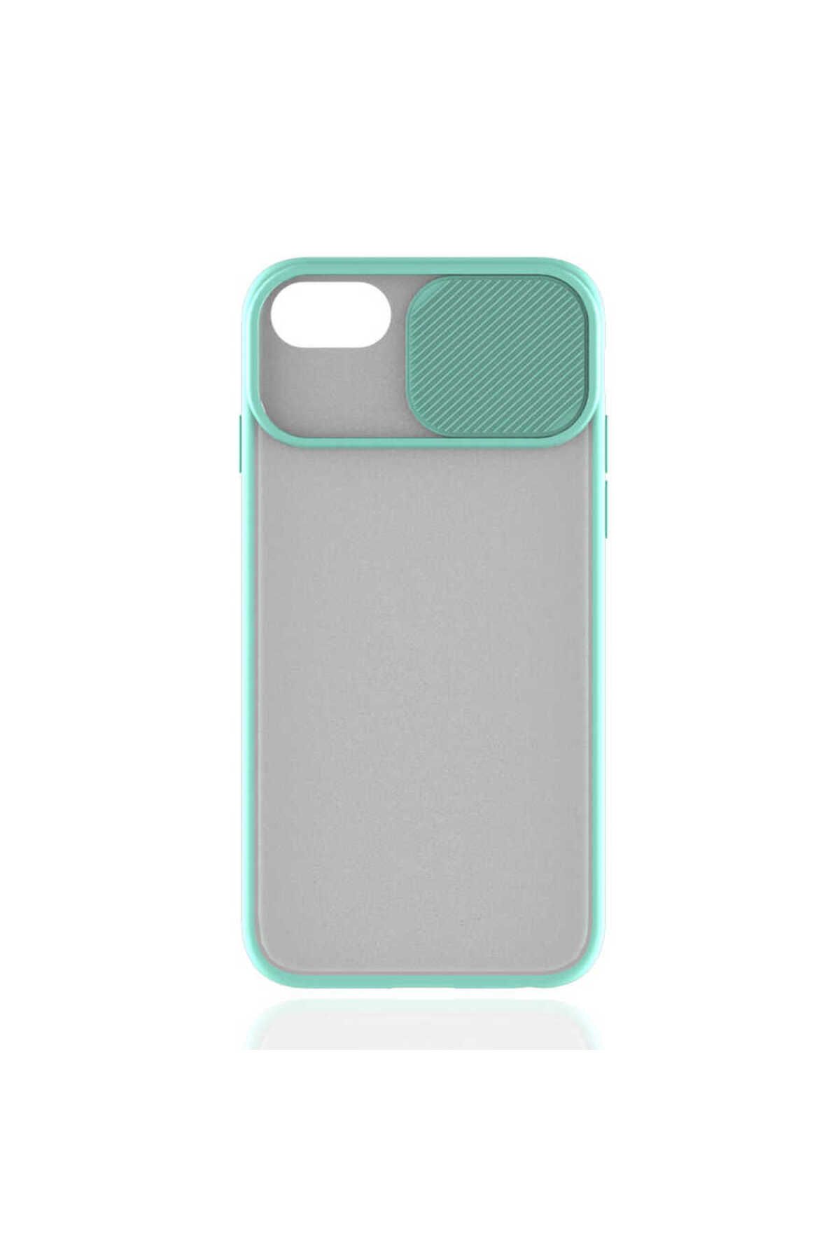 halkhouse Apple iPhone 7 Plus Kılıf Kamera Korumalı Sürgülü Renkli Sert Esnek Silikon Lensi Kapak