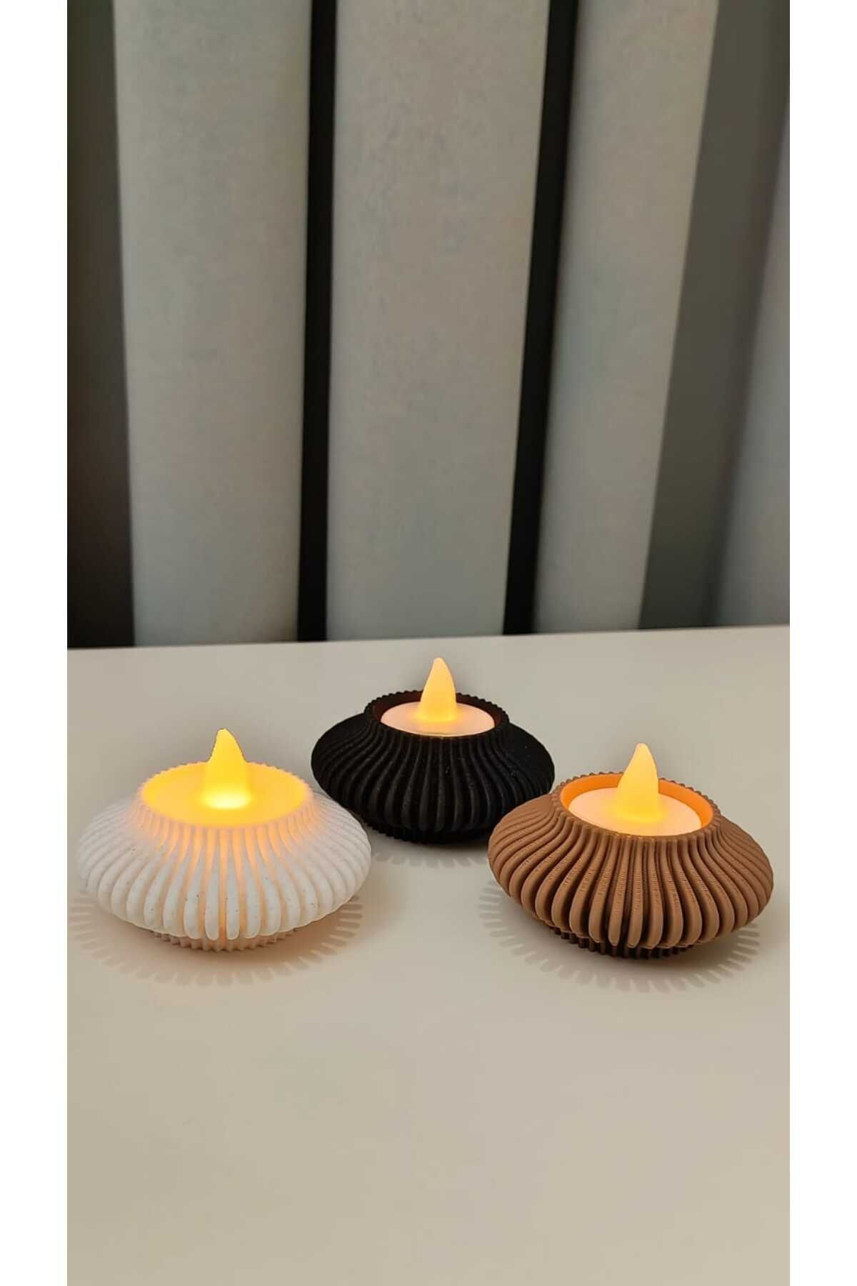 teknotrust Modern Tasarım Tealight Mumluk - 3'lü