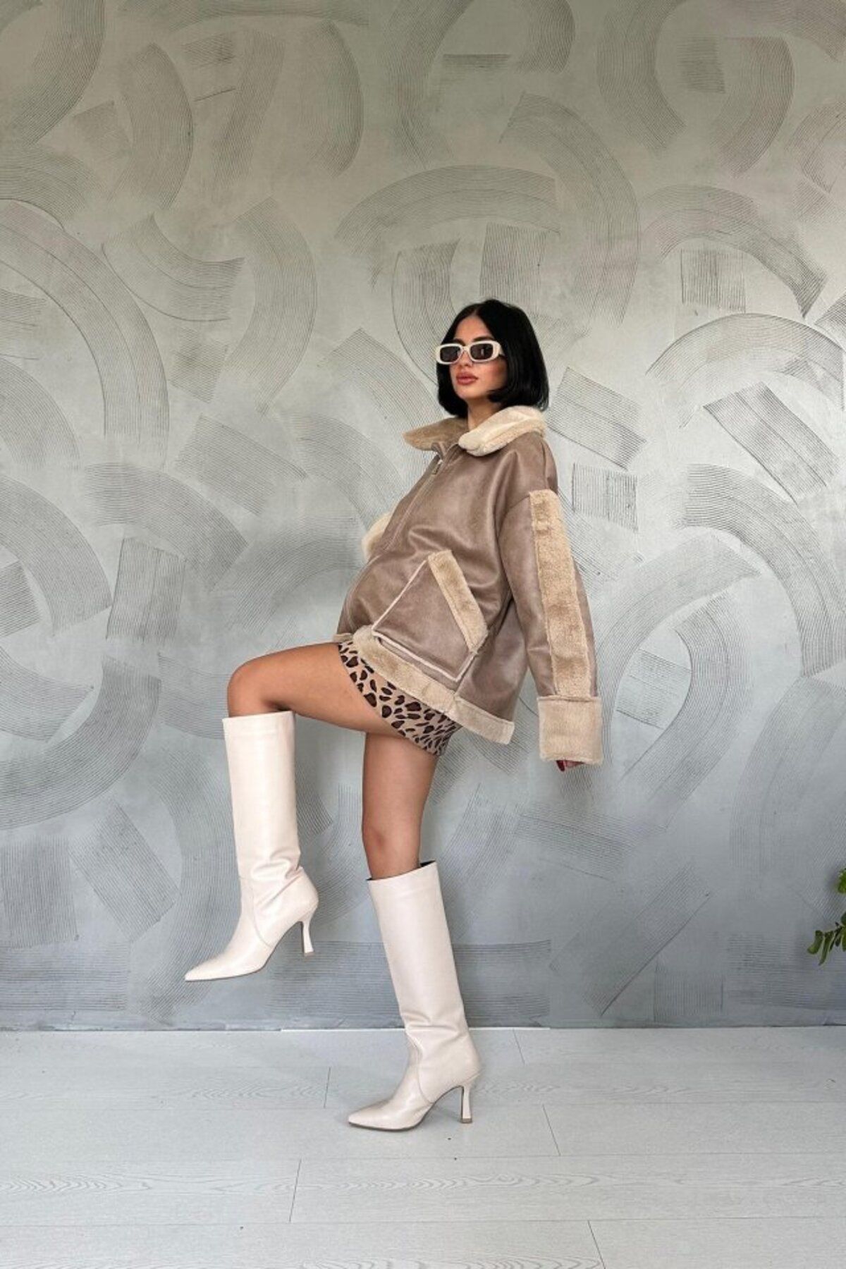fh fashionhere Bej Kürklü Kaban