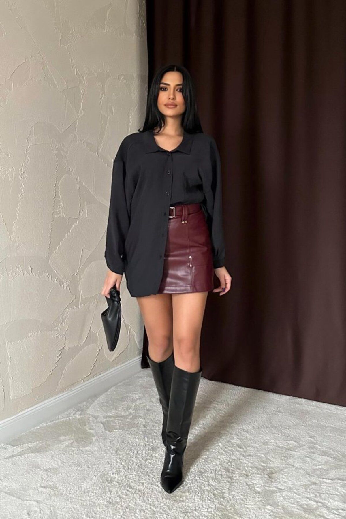 velmorafashion Siyah Salaş Gömlek