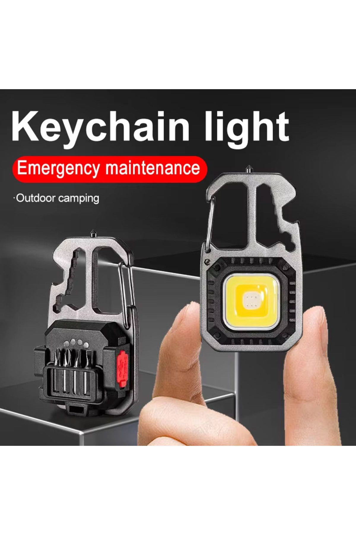 Choice-W5138 black COB Keychain Work Light with Battery Display 8Mode Rechargeable High Lumens Portable LED 6