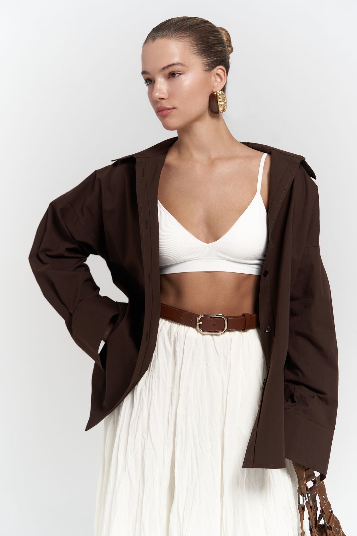Mai-Cămașă maro oversize Phoebe 3