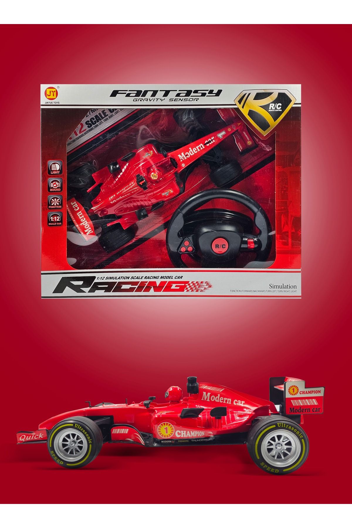 Generic-1:12 Scale Remote Controlled F1 Racing Car Toy High Speed Model with Steering Wheel Controller 2