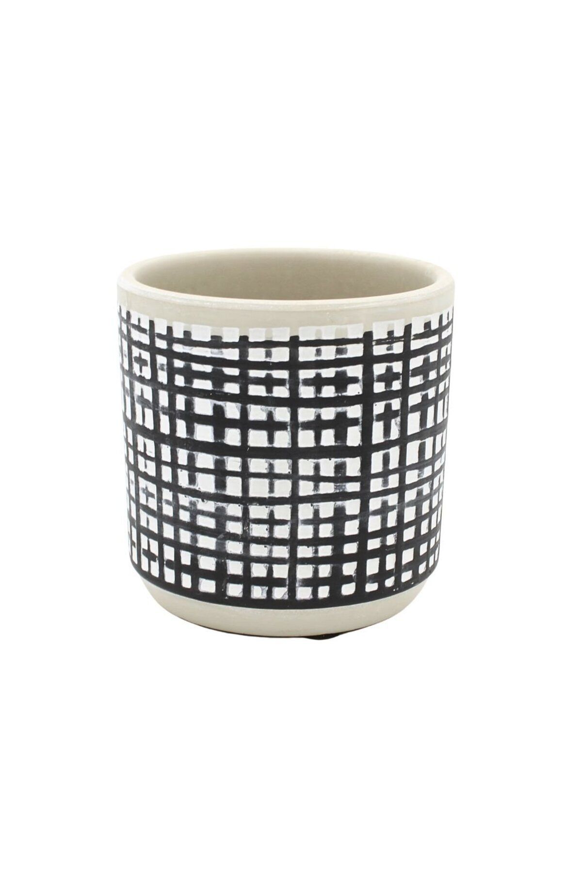 BM GİFT DESİGN Ghiveci Ceramică 9x9 Cm Model Linii Perpendiculare - One Size