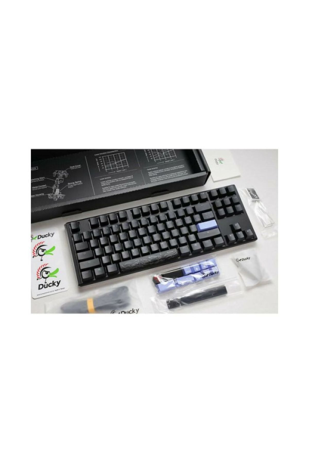Ducky-لوحة مفاتيح ألعاب Ducky One 3 الكلاسيكية باللون الأبيض النقي بحجم كامل 100% - أزرق كرزي - أسود وأبيض 8