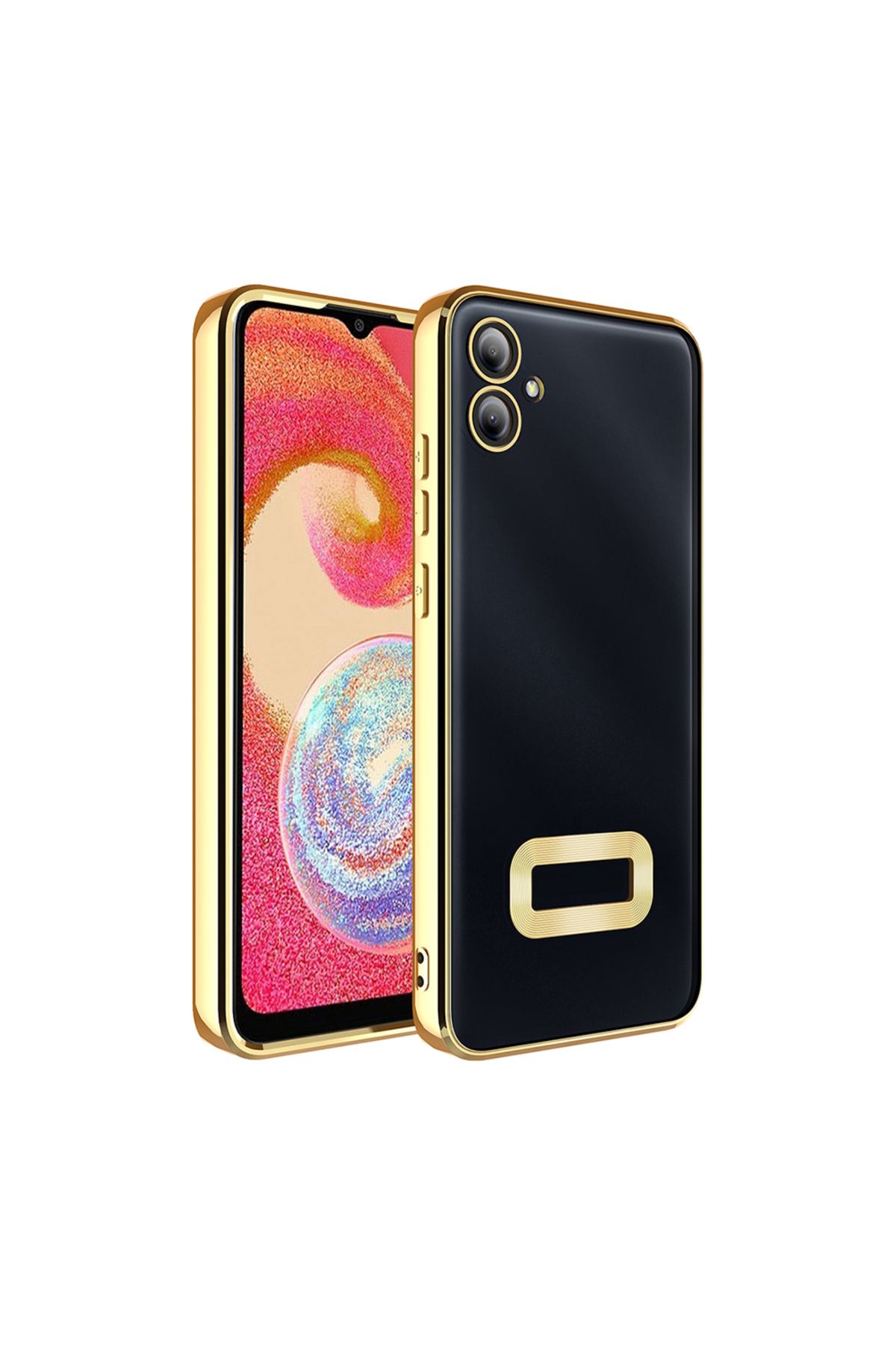 KILIFMANİA Samsung Galaxy A06 Kapak Yanları Renkli Lens Korumalı Şeffaf Luxury Silikon Kılıf - Gold