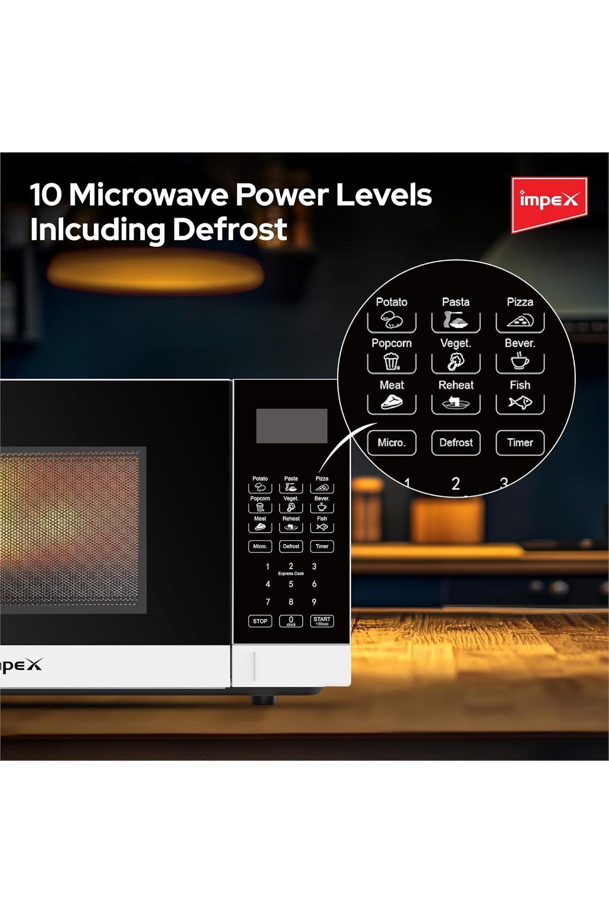 İMPEX-20 Liter Digital Microwave Oven 700w- Mo 8101db, 10 Microwave Power Levels And Timer Function 4