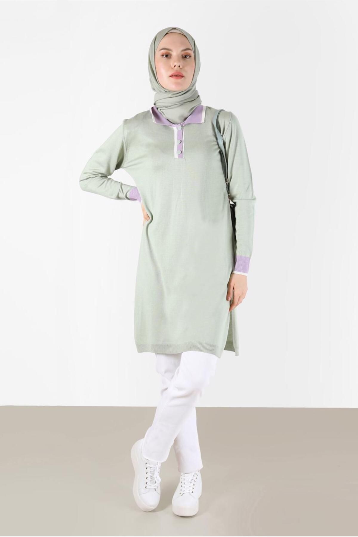 تونیک بافتنی آجدار یقه پولو 42108 Alvina