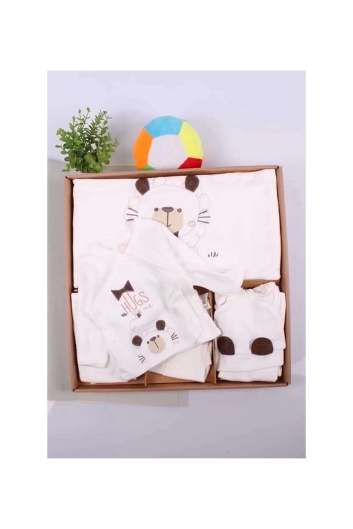 Nemere Ayıcık Desenli 10 Parça kutulu %100 Pamuk Erkek Bebek Hastane Çıkışı