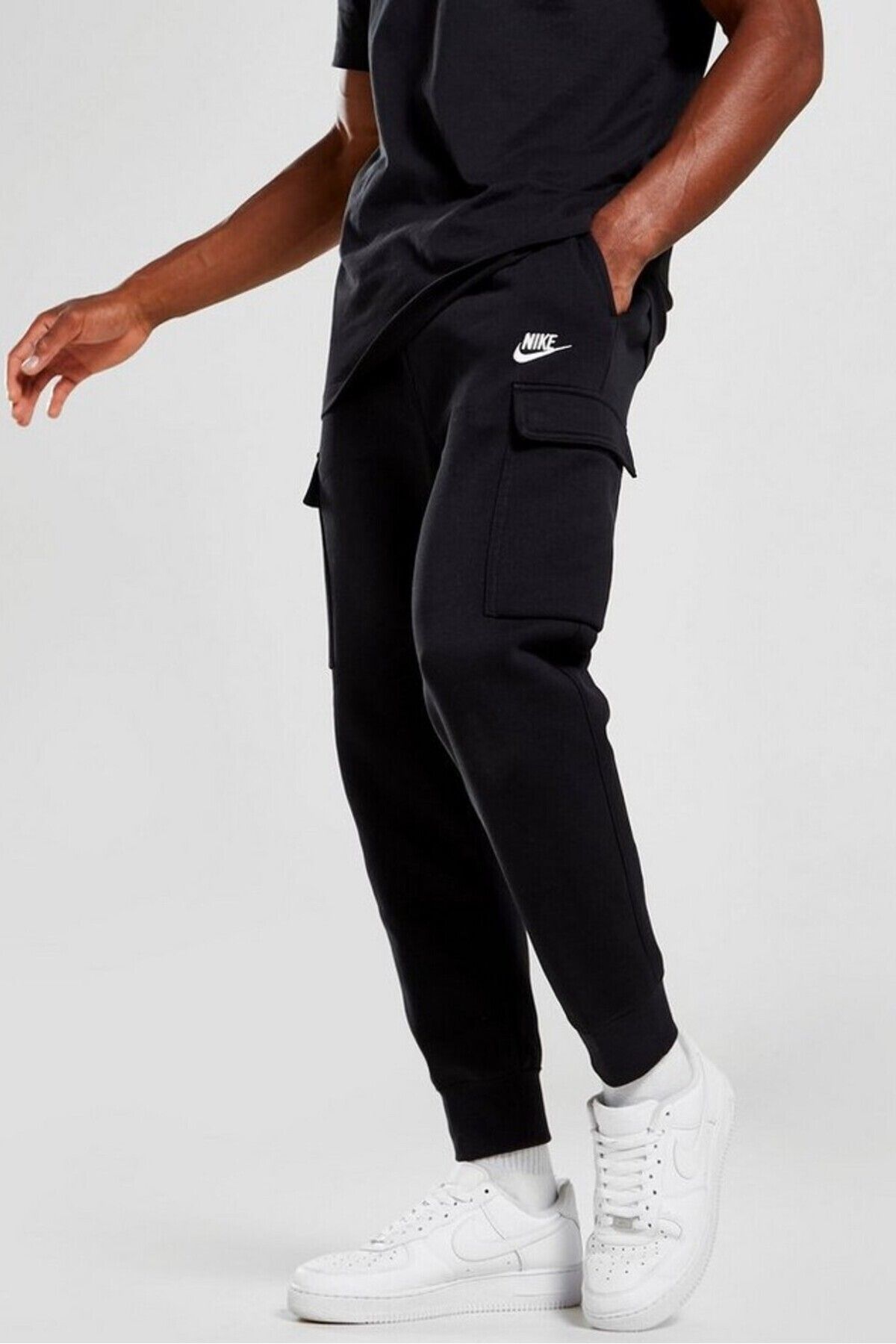 Nike-Sportswear Clup Fleece Cotton Black Men's Cargo Sweatpants 2