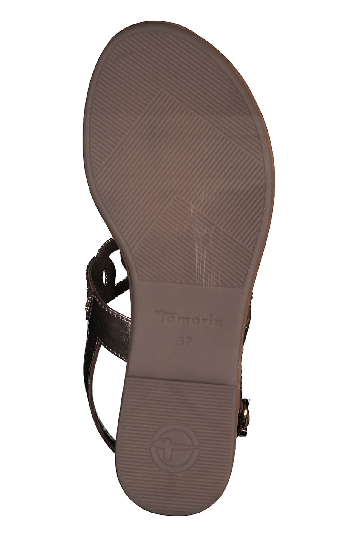 Tamaris-Damen Zehentrenner Sandalen Zehentrenner 1-28125-42 Goldfarben 963 Copper Glam Leder und Textil mit 6