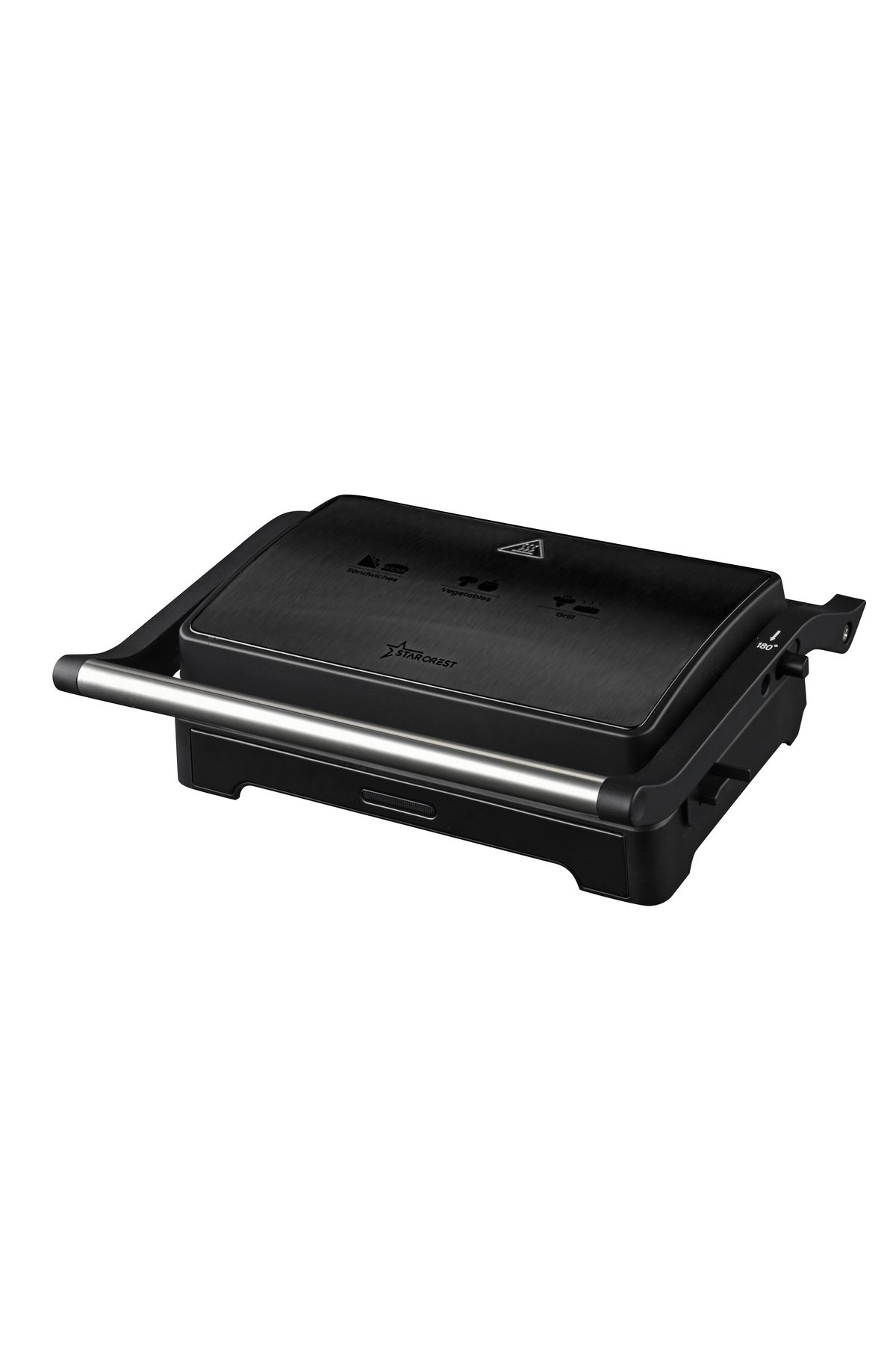 STARCREST Gratar Panini Starcrest , 1000 W, Deschidere 180°, Negru/dark Inox - One Size
