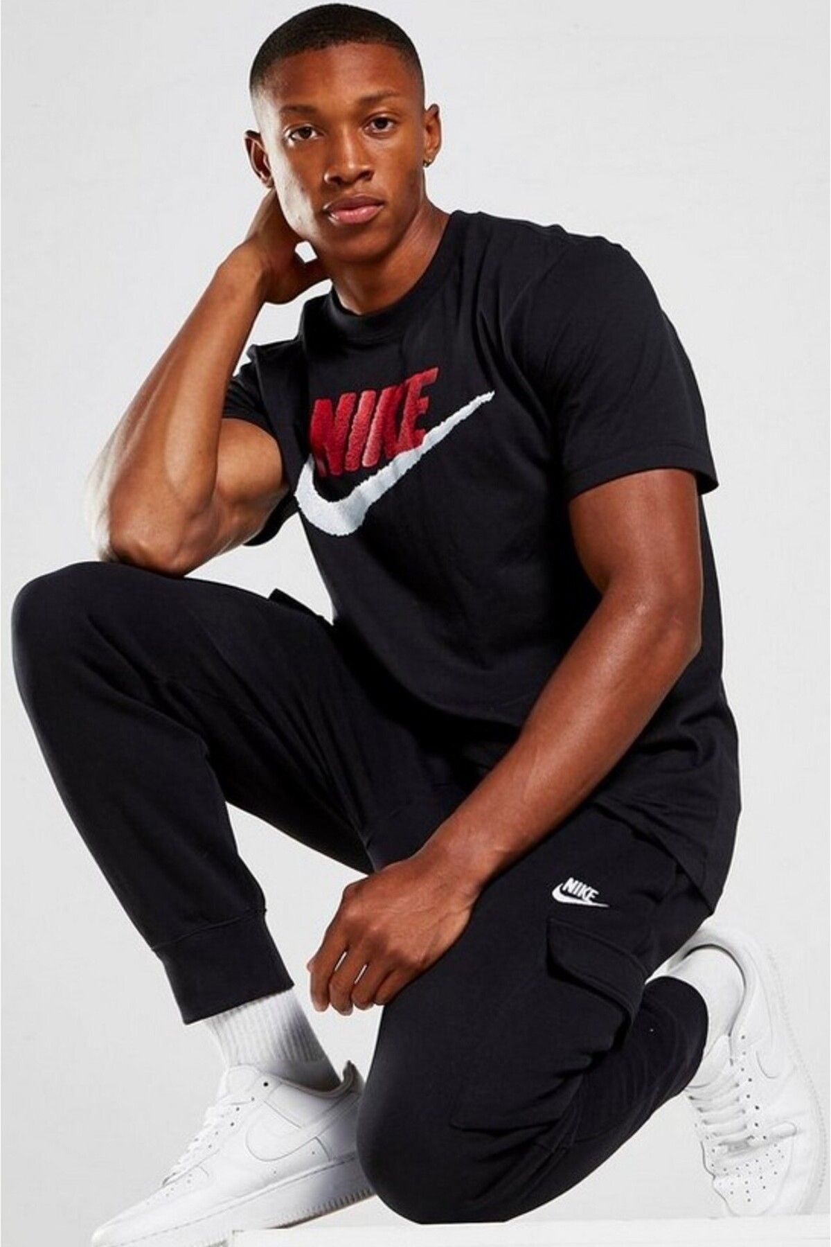 Nike-Sportswear Clup Fleece Cotton Black Men's Cargo Sweatpants 4