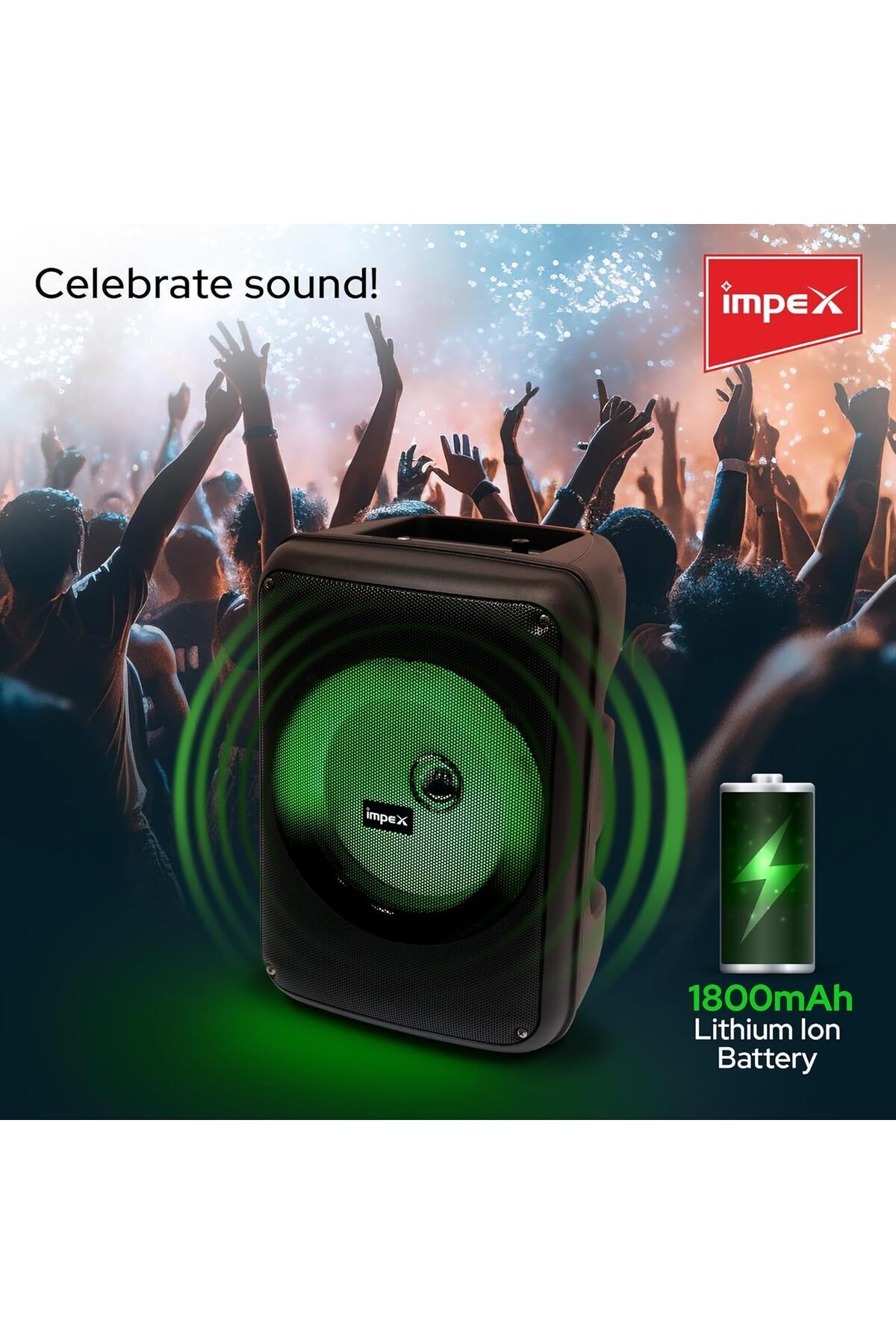 İMPEX-8 Inch Portable Trolley Bluetooth Speaker Ts4001a - 800w Pmpo, Wireless Mic, Led Display & Light 6
