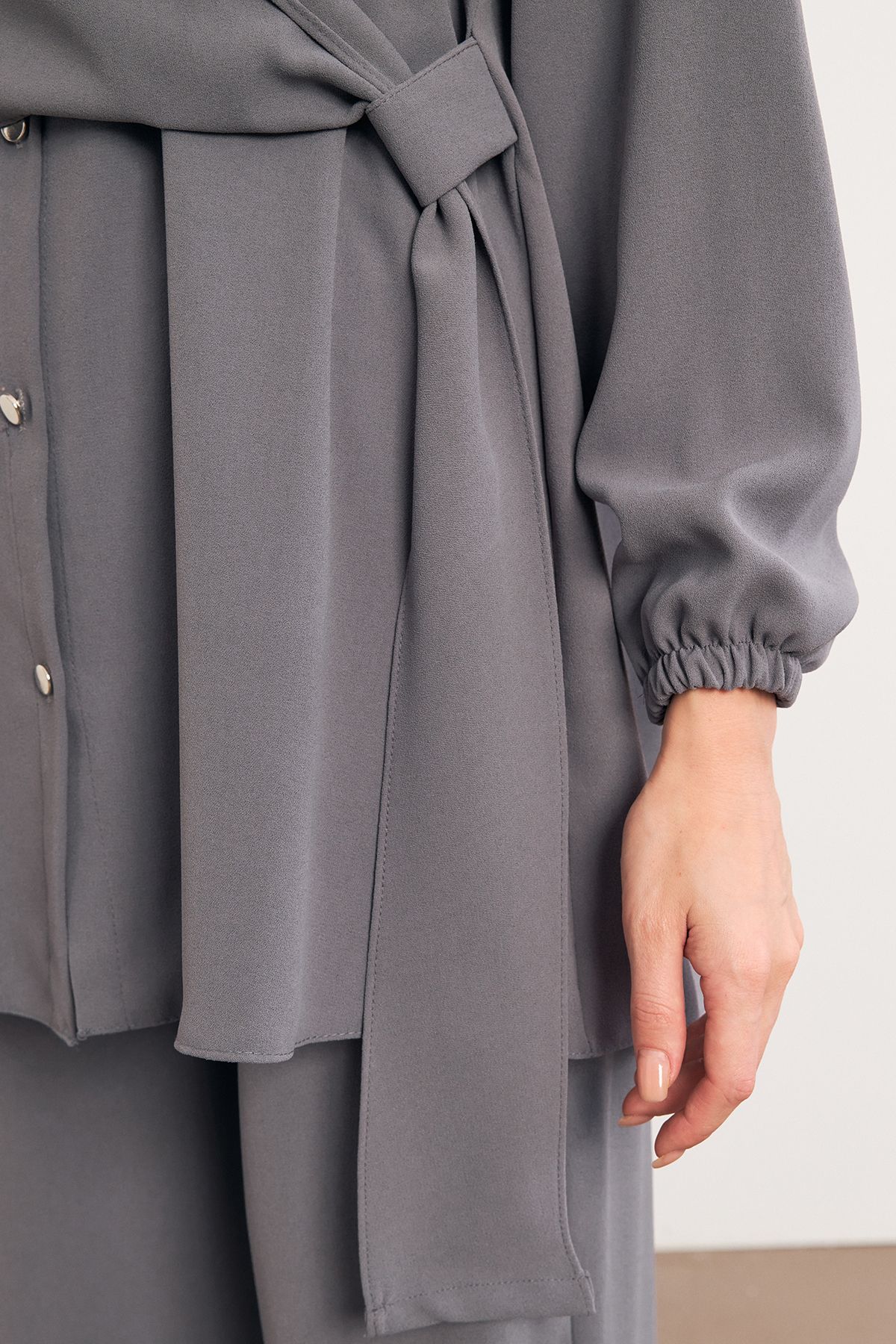 VAVİNOR-Gray Perla Tunic and Trousers Set 4