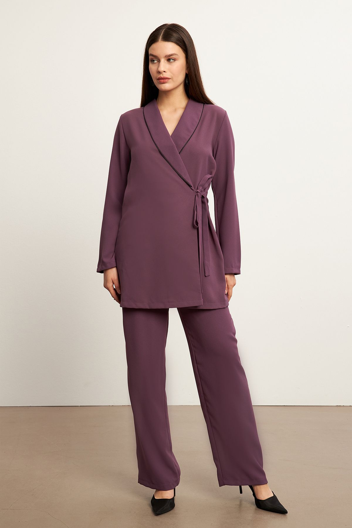 VAVİNOR-Piped Jacket Pants Set - Lilac 1