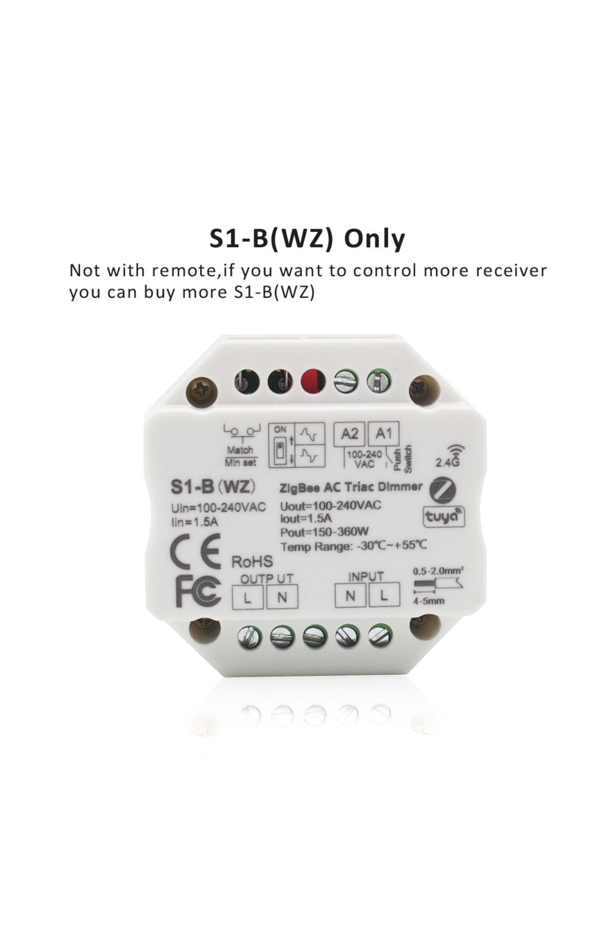 MJJC-S1-B WZ Only Zigbee Tuya LED Dimmer 220V 230V Smart RF 2.4G Push Switch Remote Control AC Triac WIFI 1