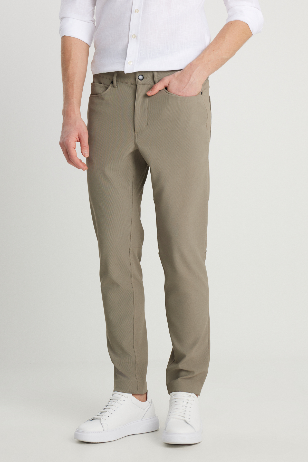 Erkek Vizon Slim Fit Dar Kesim Cepli Esnek Takım Elbise Pantolonu