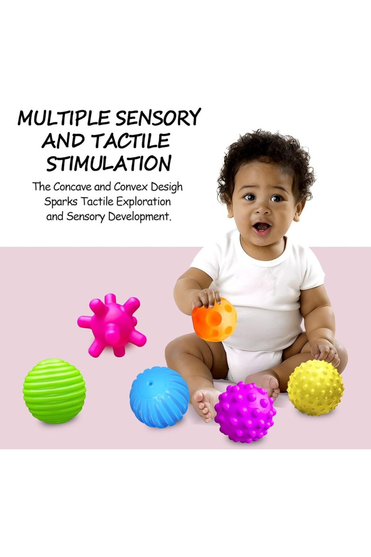 توپ‌های حسی برای اسباب‌بازی‌های حسی نوزاد، مناسب برای کودکان ۶ تا ۱۲ ماهه و ۱ تا ۳ ساله، با بافت و رنگ‌های روشن M…