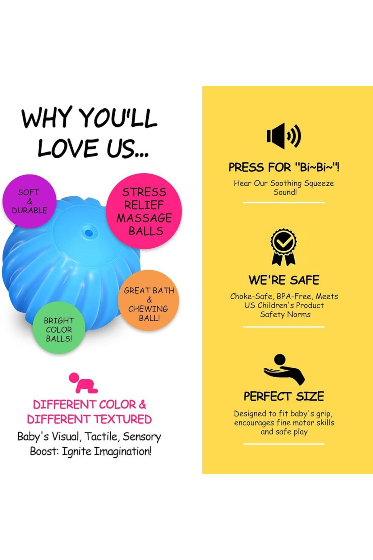 توپ‌های حسی برای اسباب‌بازی‌های حسی نوزاد، مناسب برای کودکان ۶ تا ۱۲ ماهه و ۱ تا ۳ ساله، با بافت و رنگ‌های روشن M…