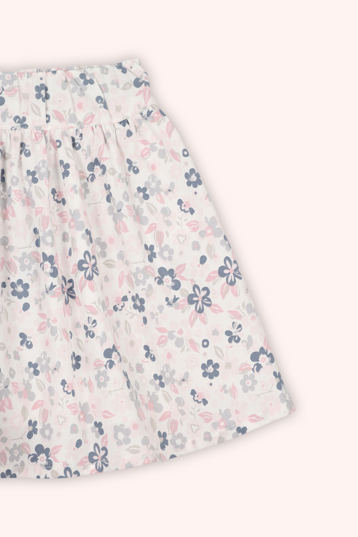 Panço Kız Bebek Beli Lastikli Astarlı Çiçek Desenli Beyaz Etek fotoğrafı 2 (önizleme)