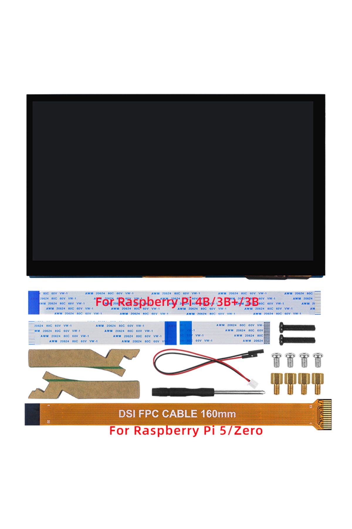 Choice-For Pi 5 Zero 7 Inch DSI Touch Screen for Raspberry Pi 5 4B 3B+ 3B IPS Display 800*480 LCD MIPI CSI 1