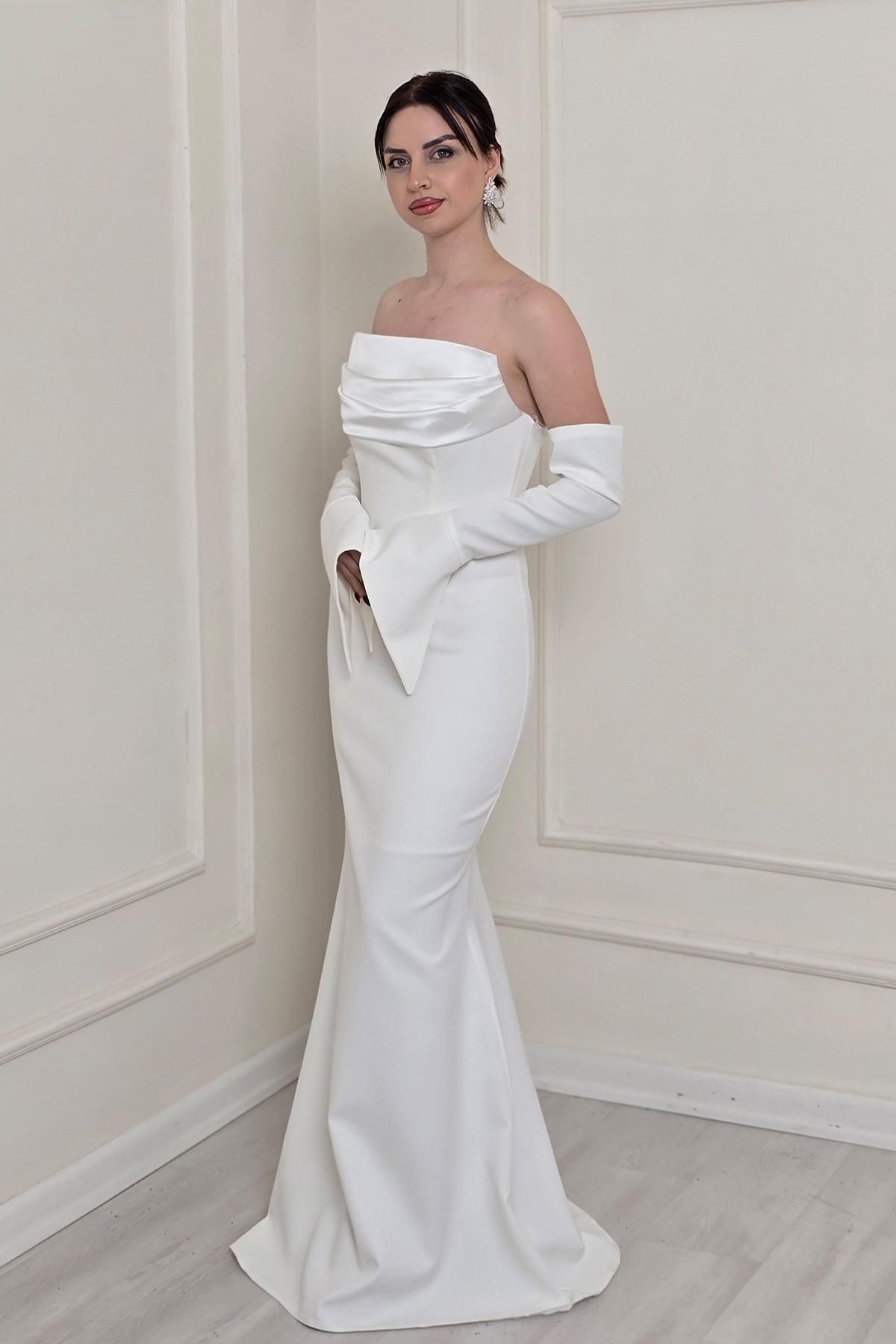 Yonca Moda Evi Beyaz Alya Abiye 0702