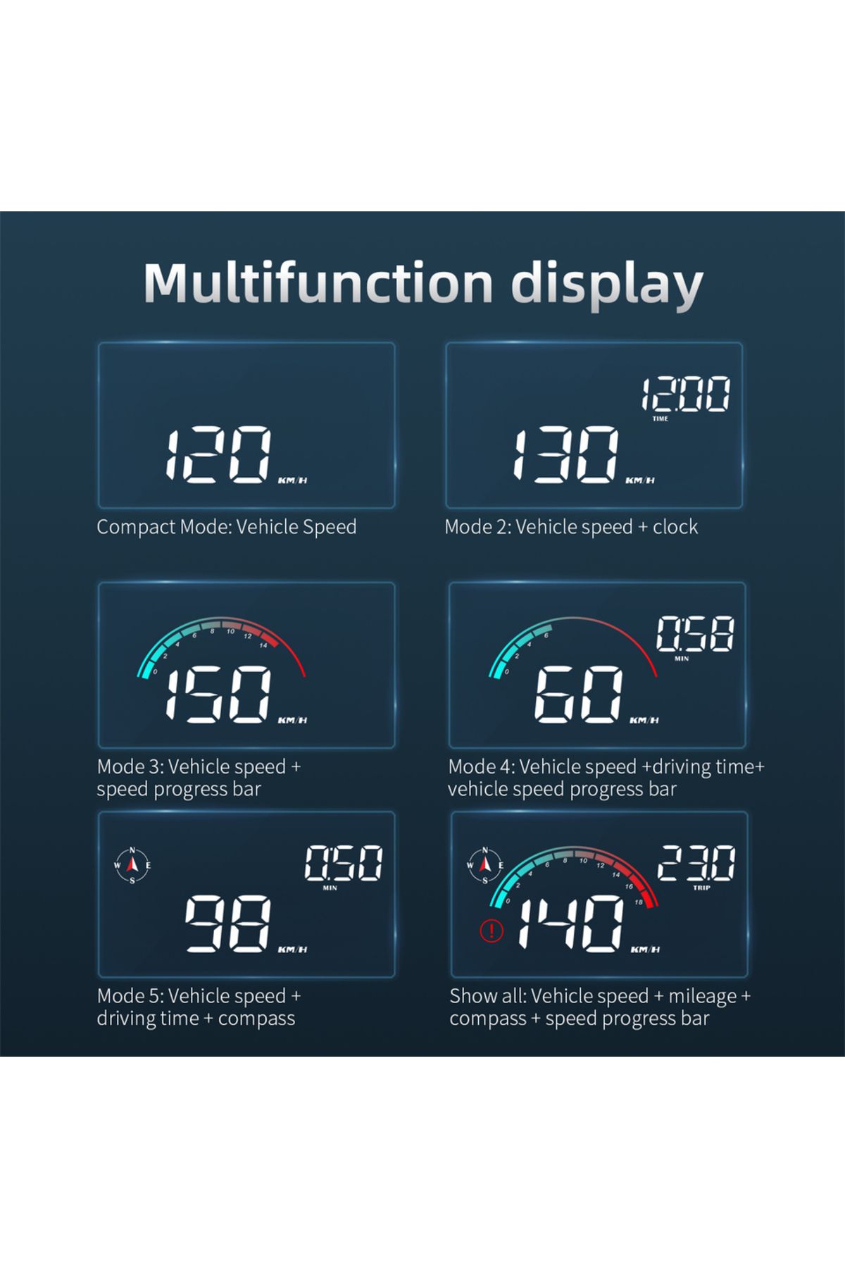 RYSJM-AD M22 GPS HUD For All Cars Head Up Display Universal Digital GPS Speedometer LCD Projection On G... 6