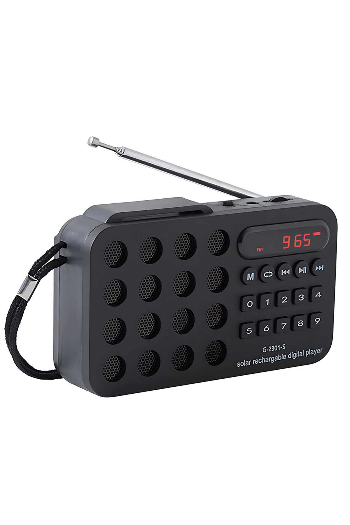 Choice-Black Mini Portable Pocket FM Radio Solar Charging Wireless Speakers Support USB TF Card Play Blueto 1