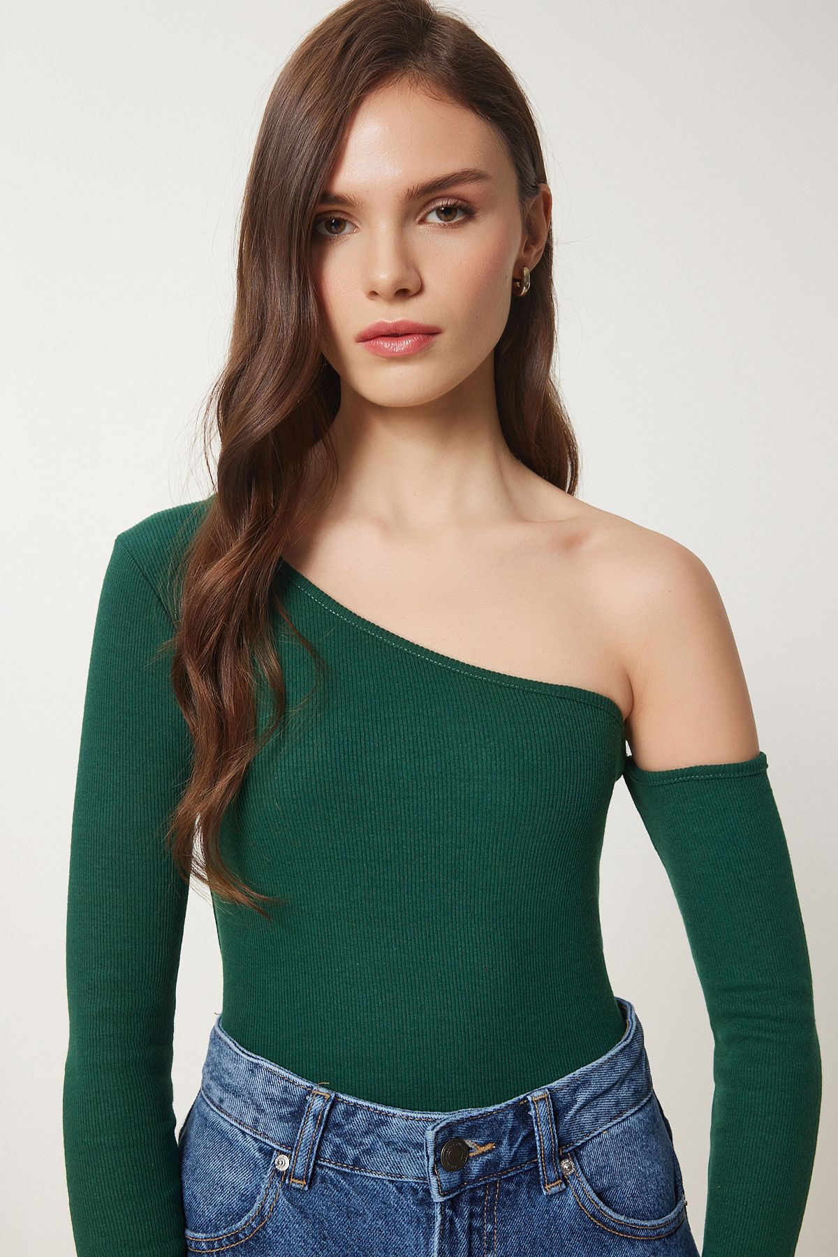 Lovelyİstanbul-Open Shoulder Ribbed 2-Piece Knitted Blouse Red Green Ltg0002 5
