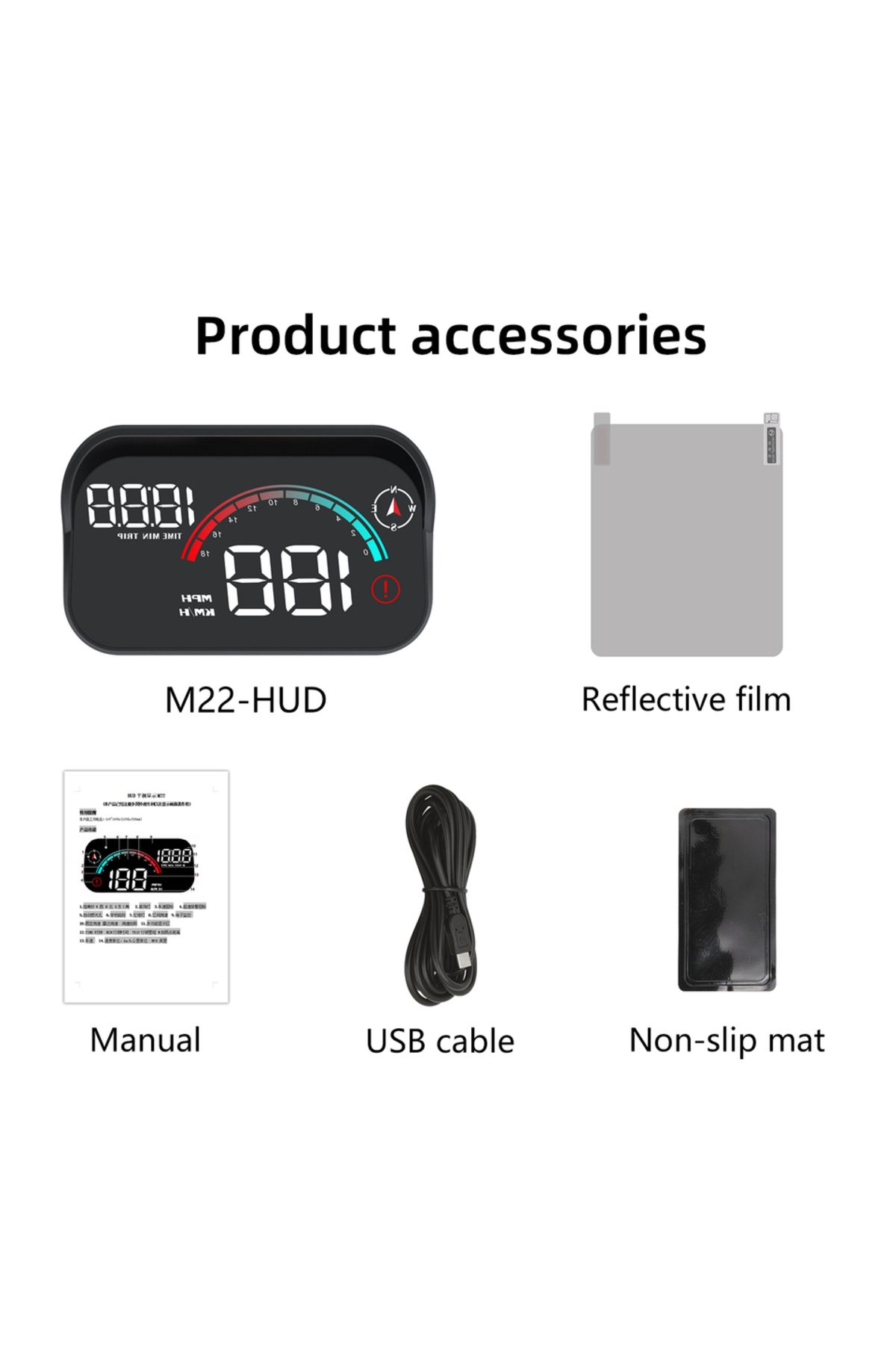 RYSJM-AD M22 GPS HUD For All Cars Head Up Display Universal Digital GPS Speedometer LCD Projection On G... 5