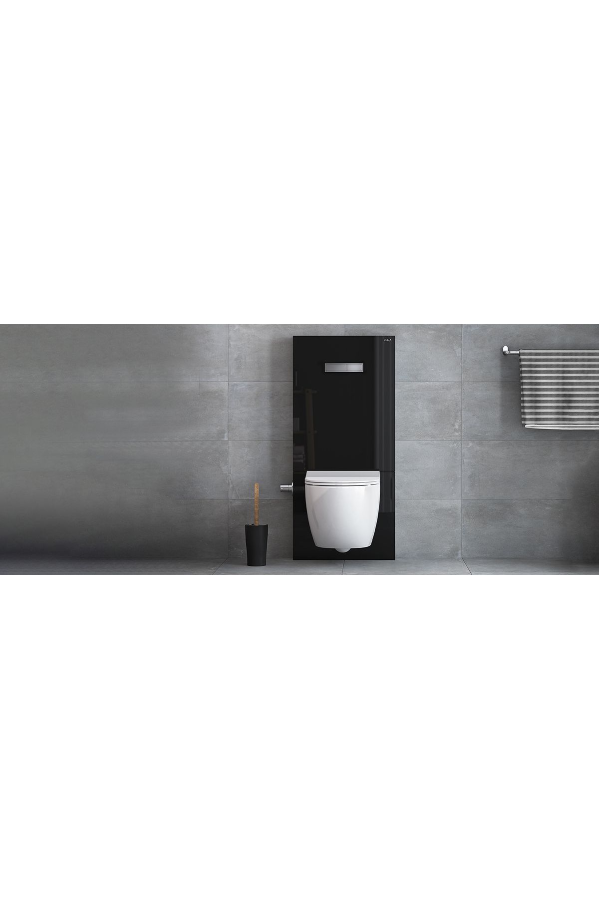 VitrA-WC frame with water tank, black glass, for wall-hung WC, 3/6 4