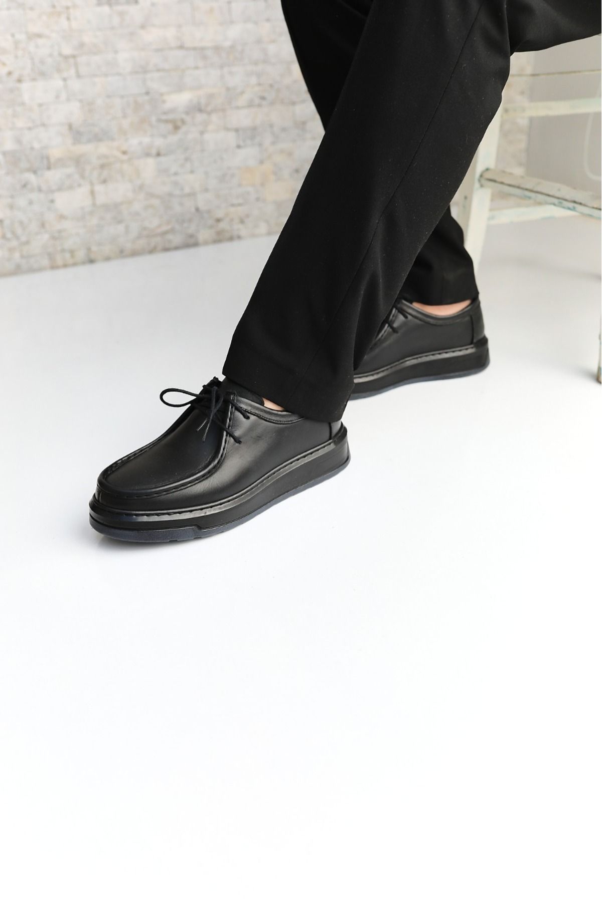کفش های کژوال مردانه چرمی سیاه ورزشی Greyybull Shoes