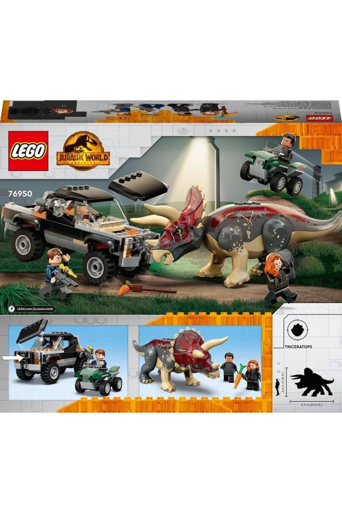 LEGO-Triceratops Pickup Truck Ambush Jurassic World 76950 Play Paper 2