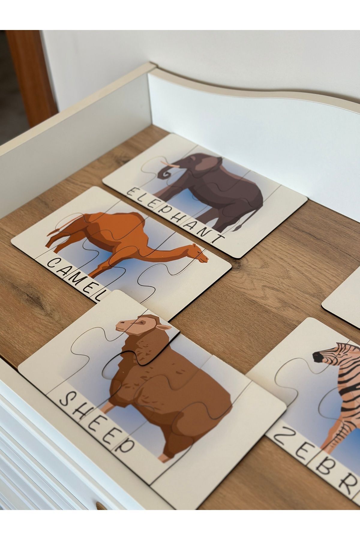 Karter İnovasyon-Animals English Puzzle Matching Card - Montessori Education Toy 2
