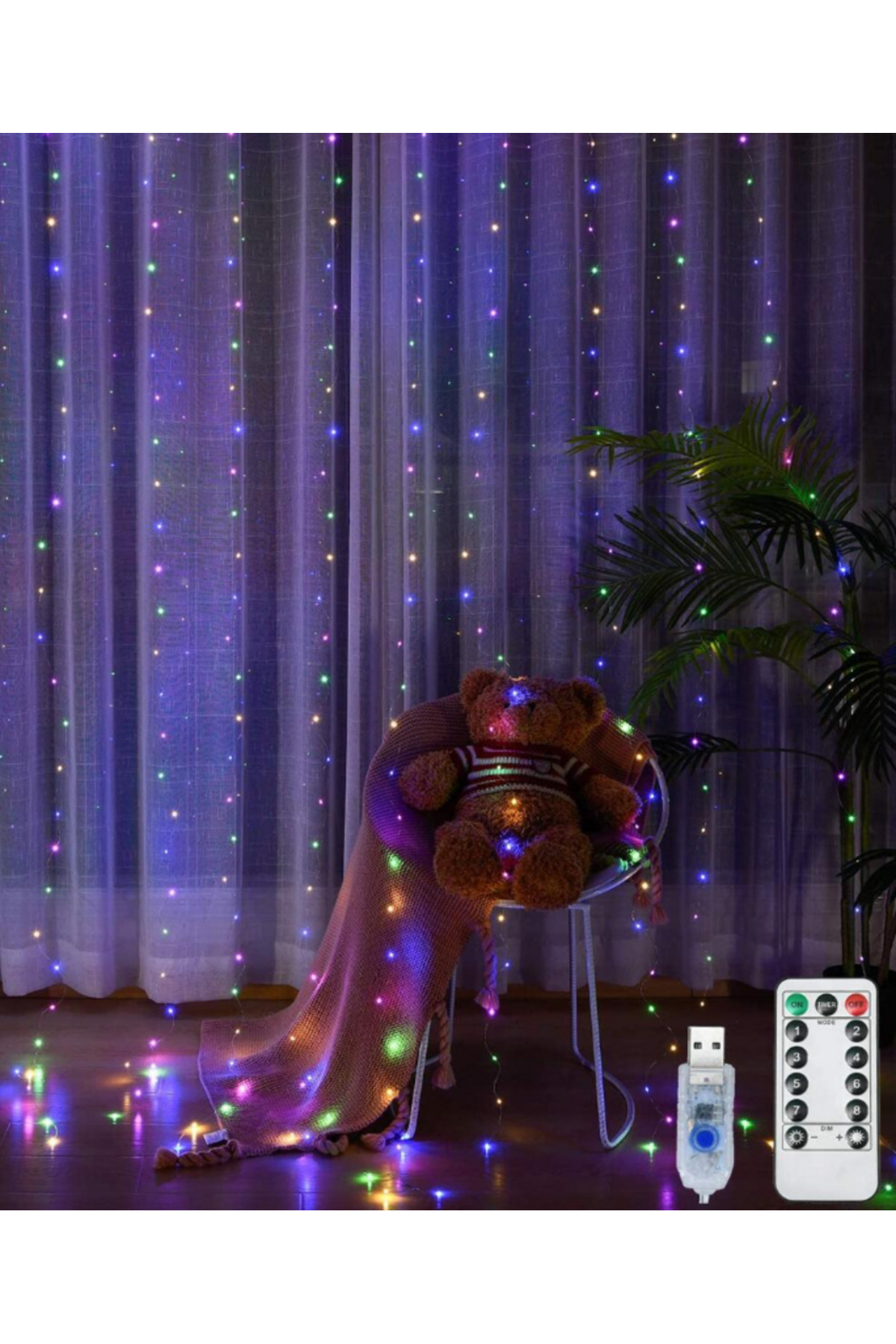 nextbuy RGB 300 Ledli 10 Sarkıt Perde Led Işık 8 Fonksiyon Uzaktan ...