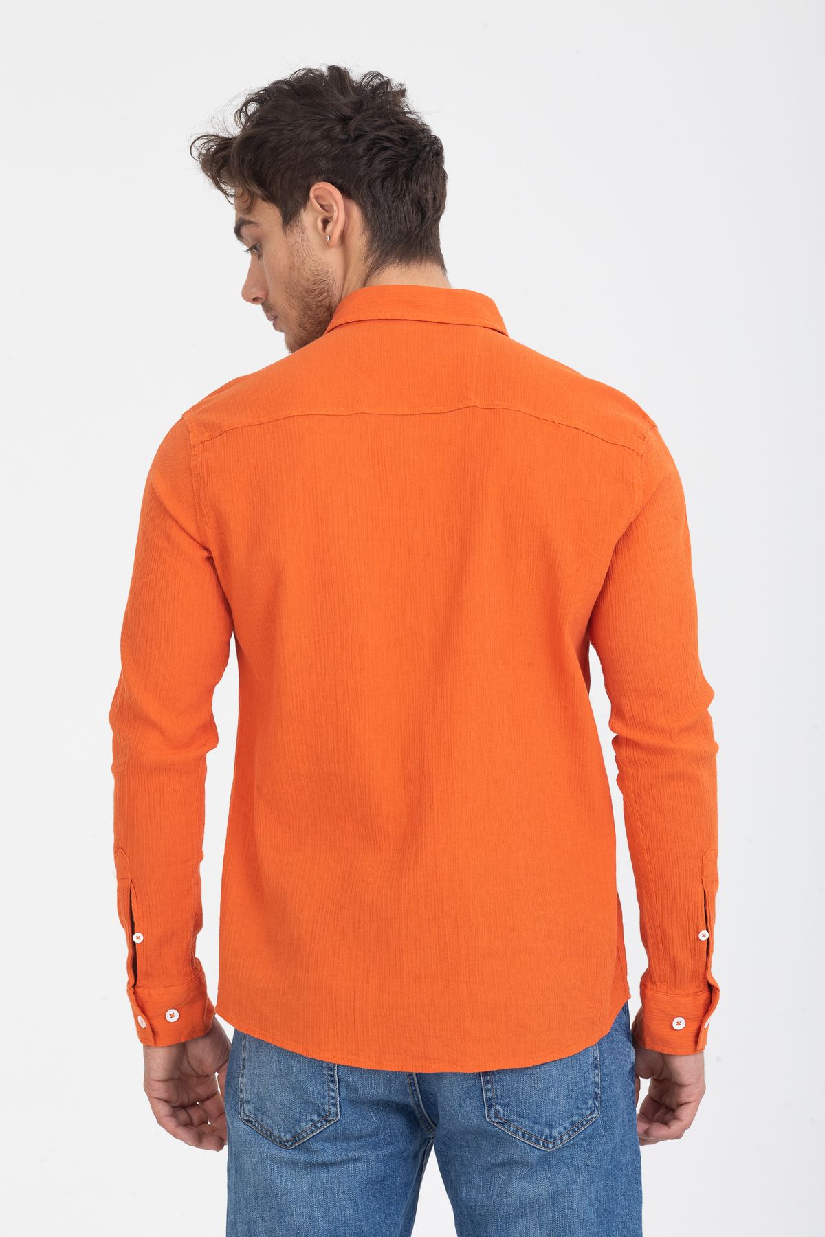Klothy-Men's Cotton Washed Regular Fit Shirt 2593 6