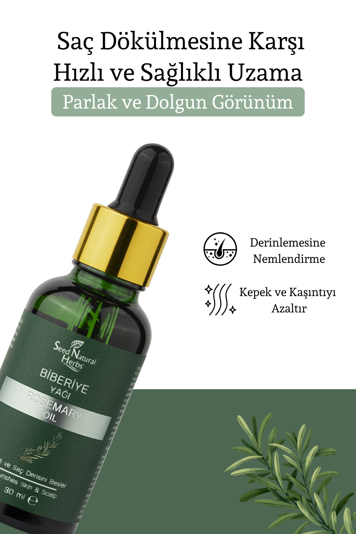 Doğal Biberiye Yağı Saç Dökülmesi ve Yıpranmış Saçlar için Hızlı Saç Uzatan Saç Bakımı 30 ml — by1 — تصویر 2 از 4