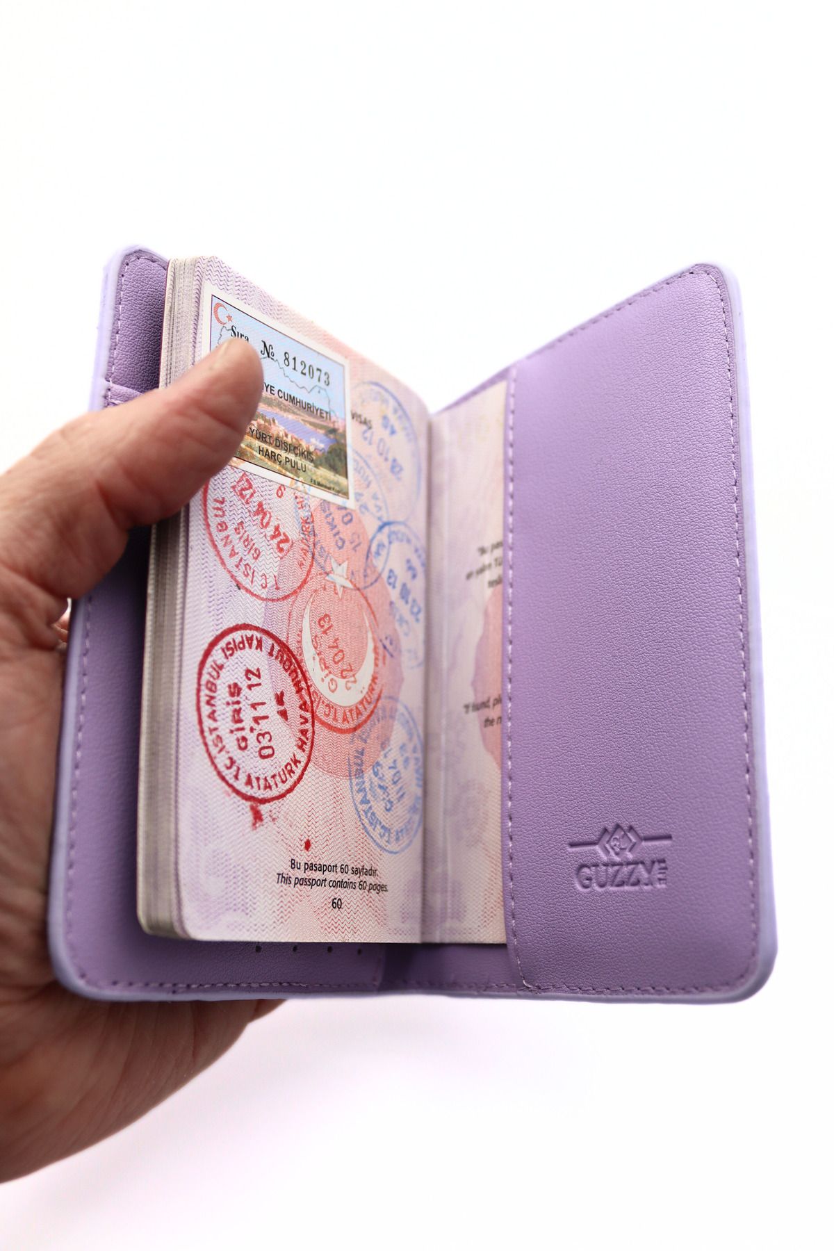 GUZZYLife-Vegan Leather Credit Card Holder Lilac Passport Case with Money Compartment Passport Holder 5
