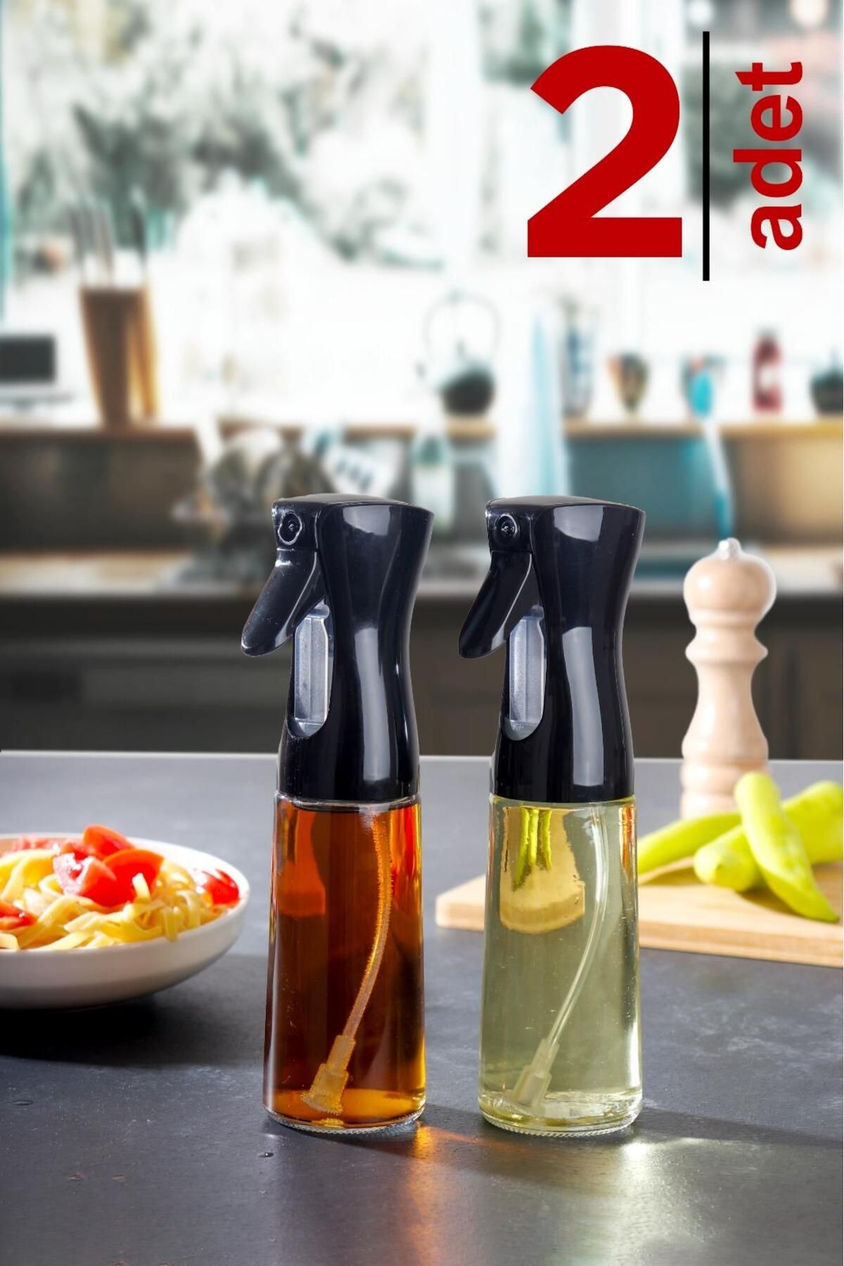 2 Adet Cam Yağlık Sirkelik – Siyah Sprey Yağdanlık 225 ml