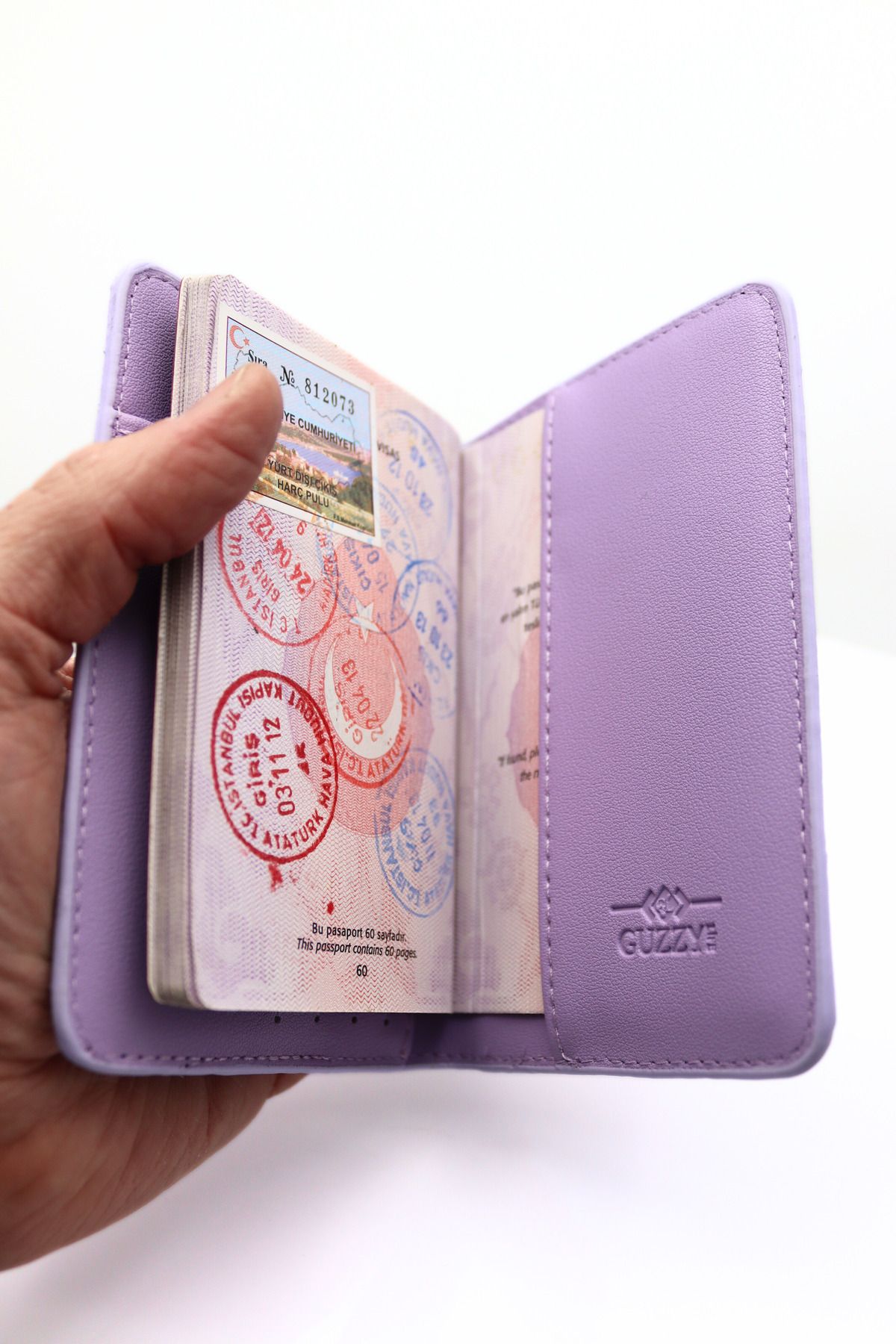 GUZZYLife-Vegan Leather Credit Card Holder Lilac Passport Case with Money Compartment Passport Holder 2