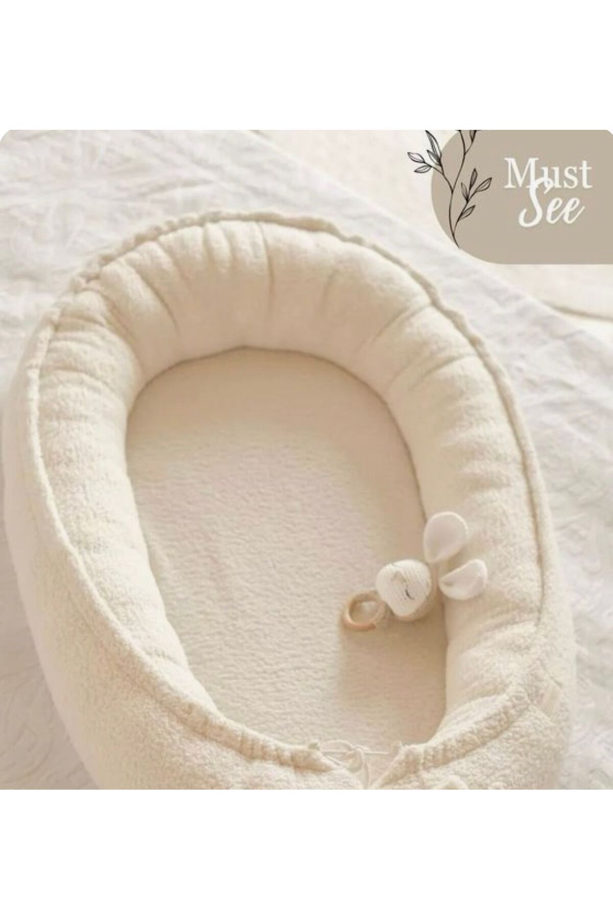 JUNİPERUS Teddy Peluş Ekru Yumuş Baby Nest Anne Yanı Yatağı fotoğrafı 2 (önizleme)