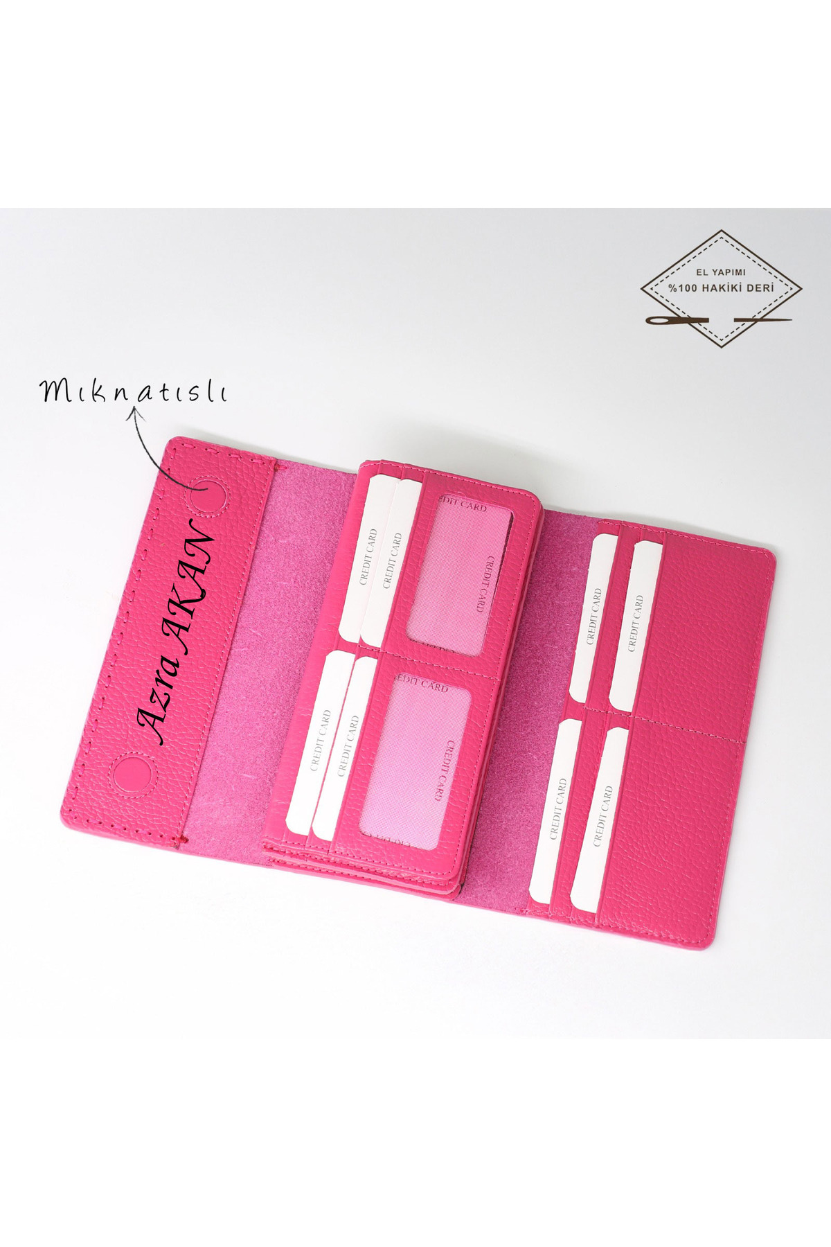 Women's Oversized Genuine Name Leather Magnet Wallet