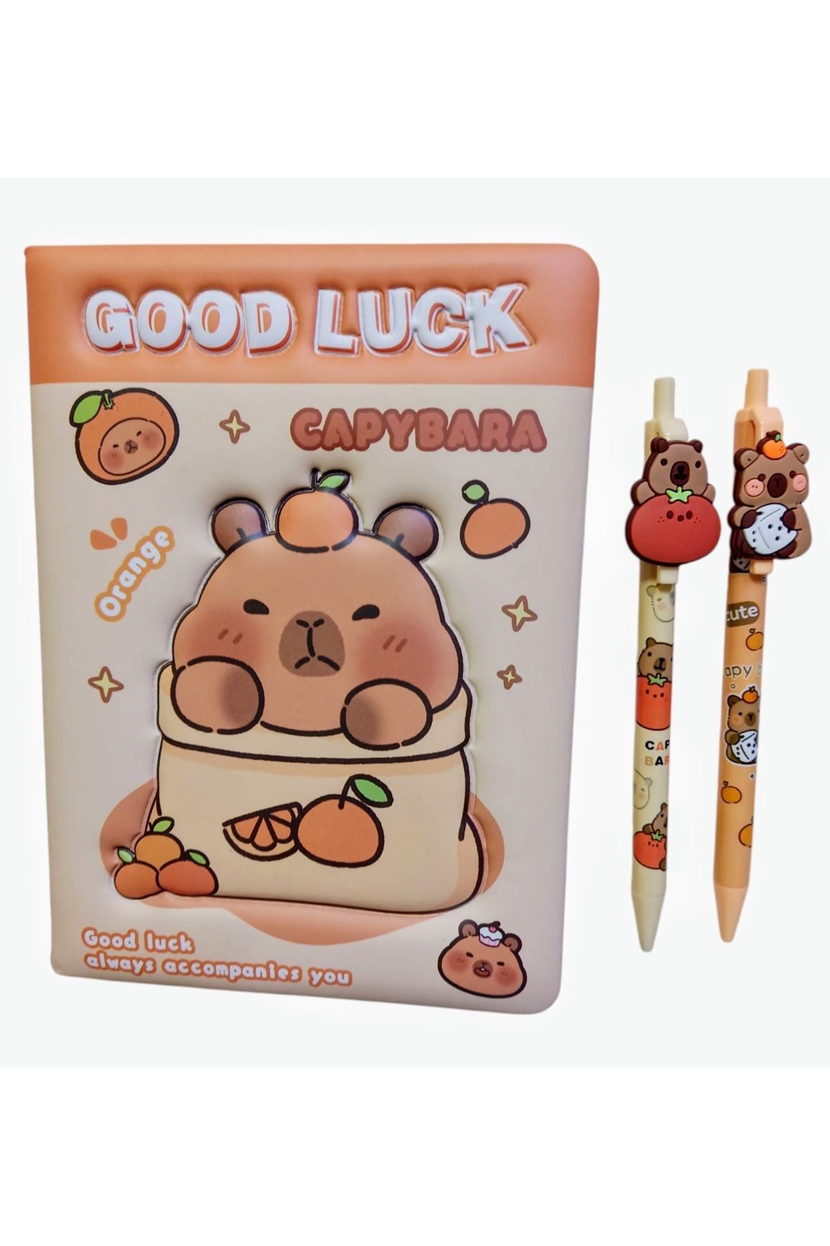 izmir yazici servis-Capybara Memory Book Set of 2 0.7 Tip Pencil Gift Set Memory Diary Capybara Pufudik Cover 3