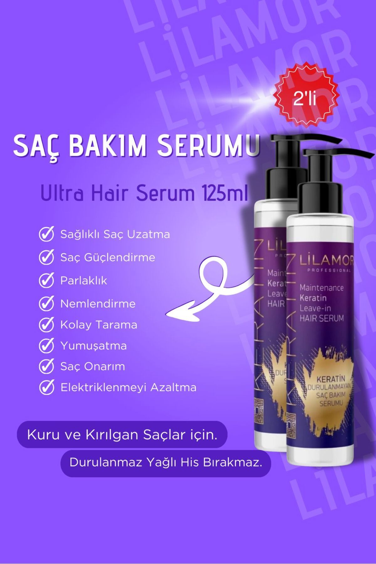 Lilamor-Fast Hair Growth Serum with Keratin Extract - Hair Care Serum 125ml + 125ml 2