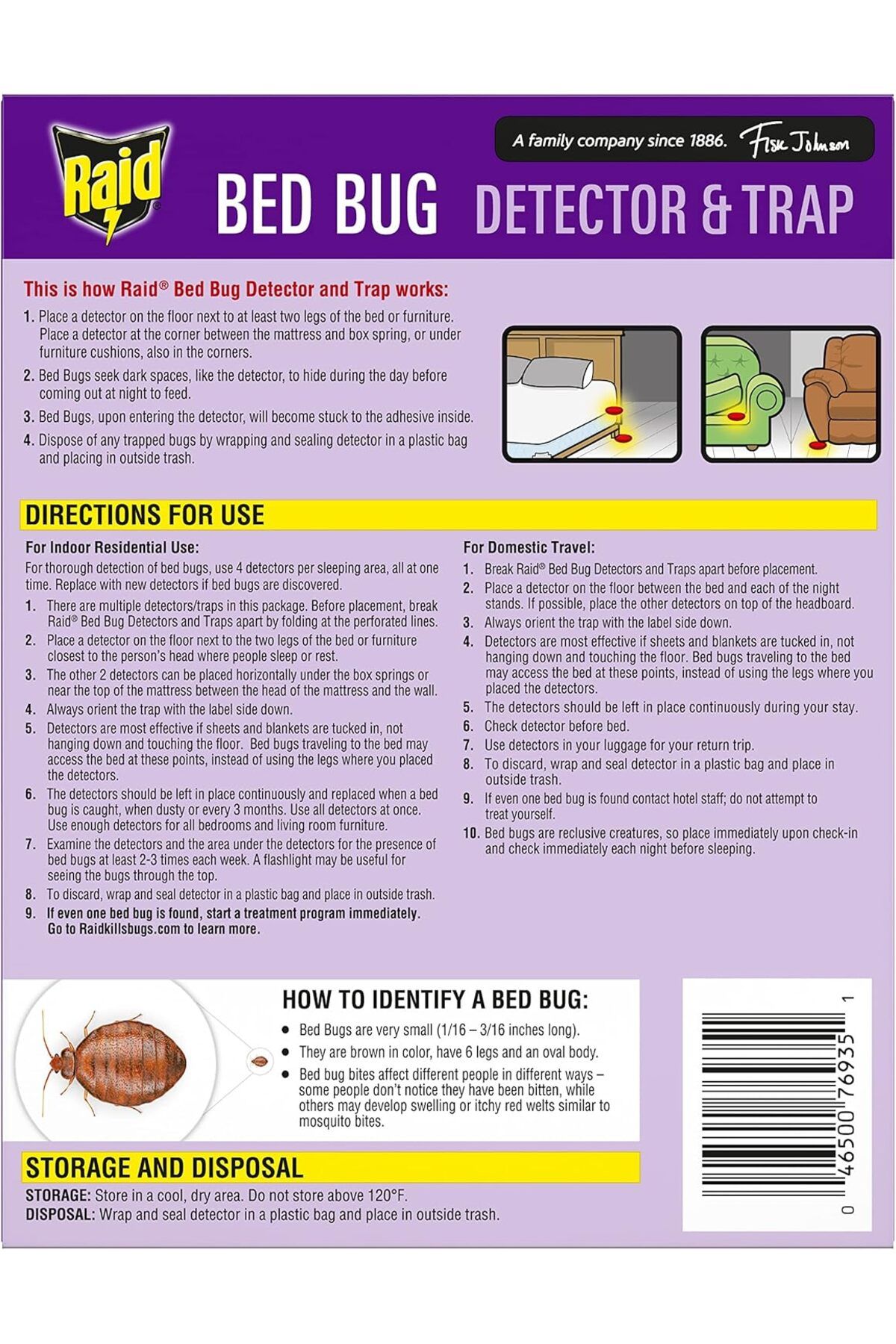 Raid-Bed Bug Detector and Trap, For Indoor Use, 4 Count 3
