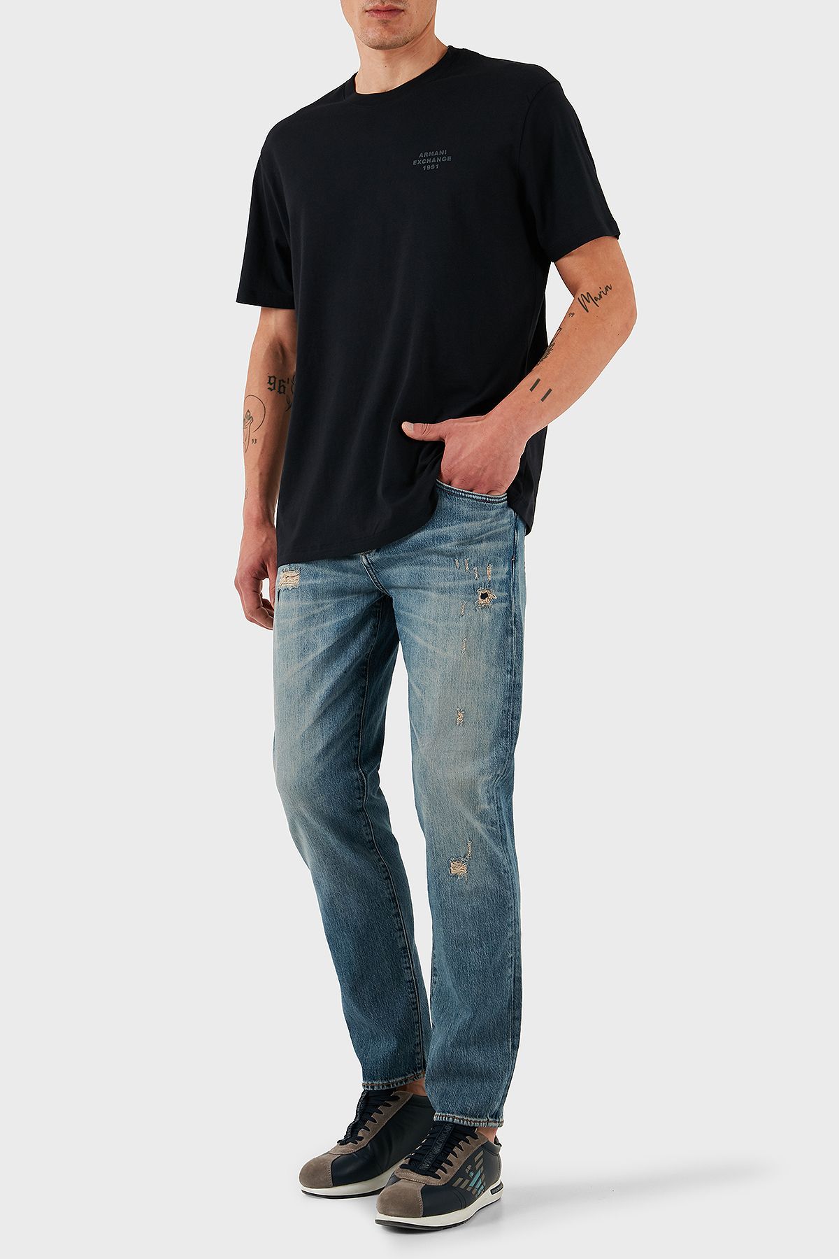 کش دار نخی باریک تناسب معمولی کمر راست شلوار جین قدیمی جین مردانه JEANS XM000049 Armani Exchange