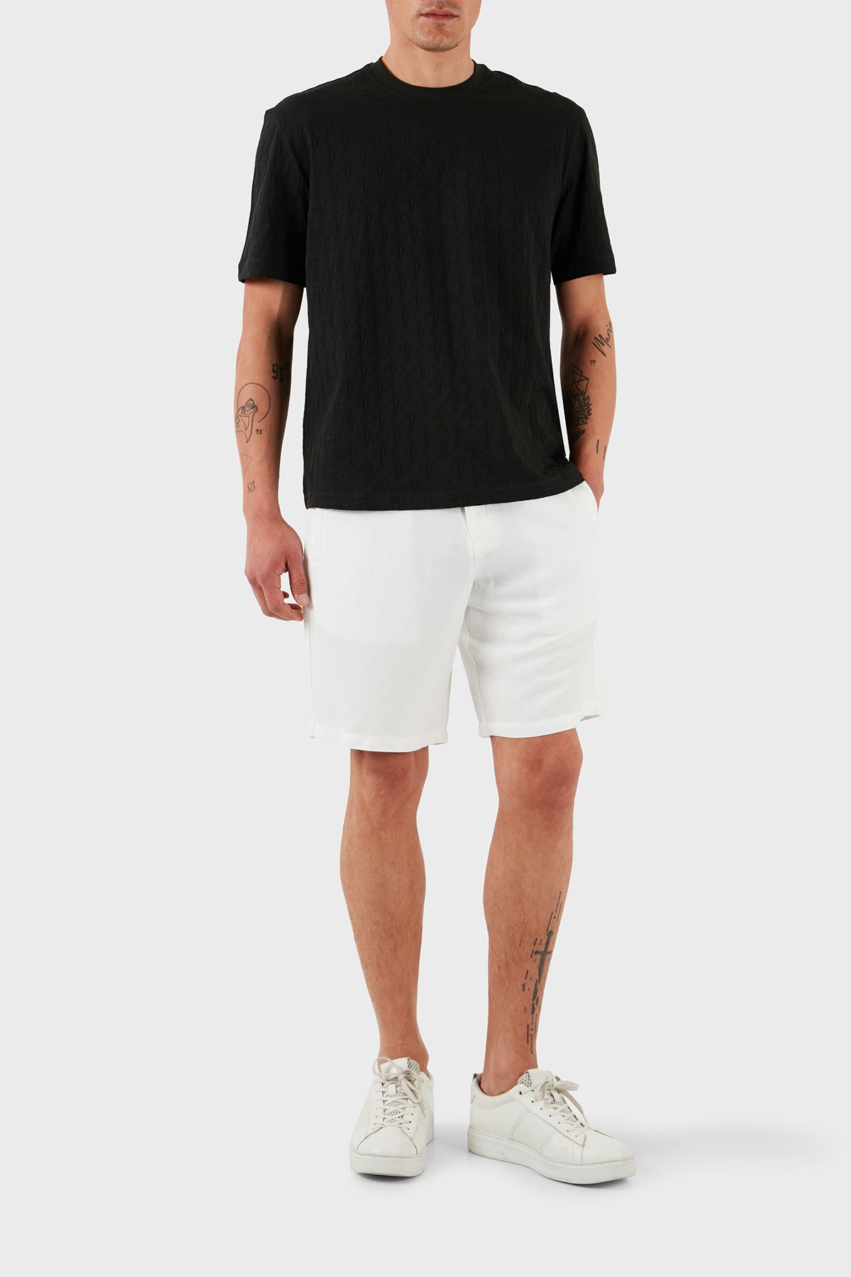 کتانی معمولی تناسب اندام معمولی کمربند ریون تویل کوتاه مردانه کوتاه 8NZS67 ZNFNZ 1100 Armani Exchange