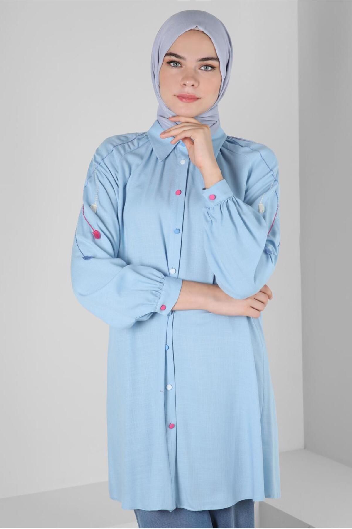 تونیک دکمه دار منگوله 43913 Alvina