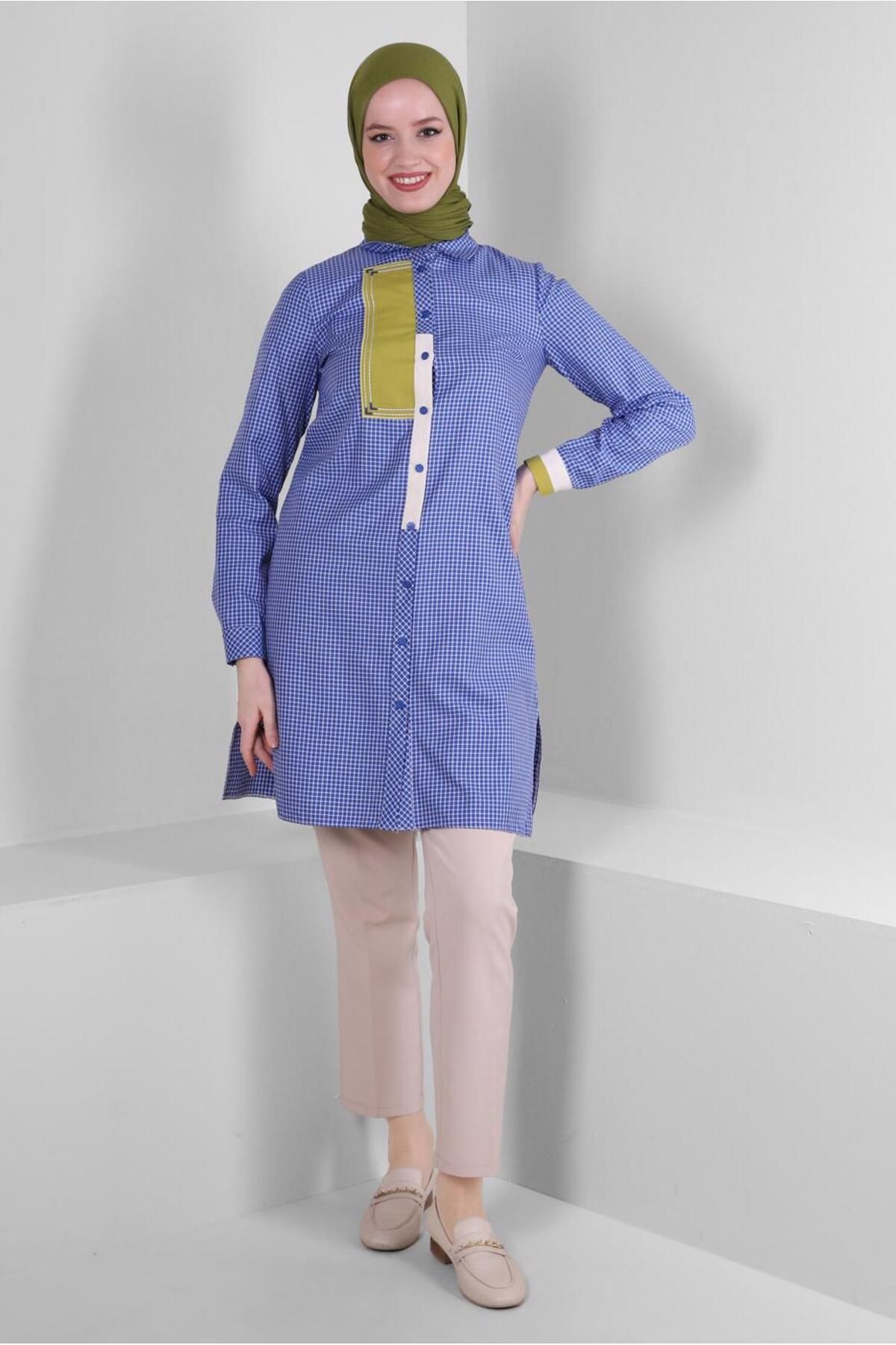 تونیک پیراهن طرح دار Gingham 43645 Alvina